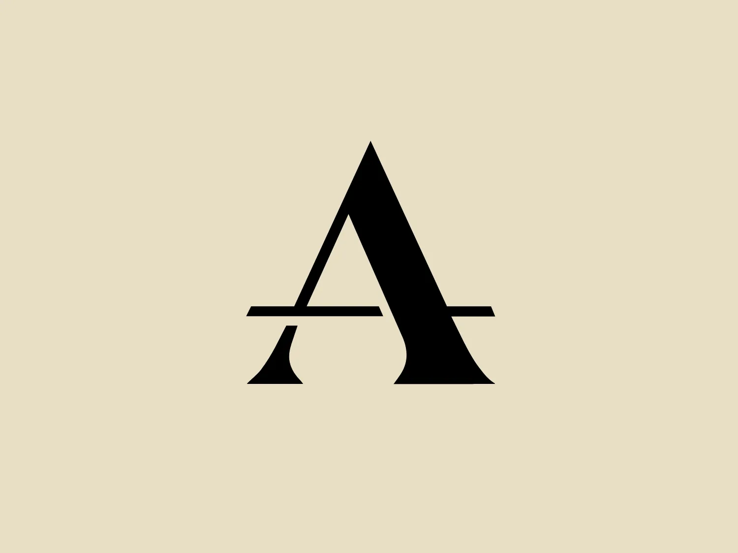The Ashmolean Museum logo features a stylized letter 'A' dominated by black color. It has a bold, modern design with sharp angles and a slightly three-dimensional effect. The 'A' is characterized by a central triangle that is more prominent, flanked by two trapezoidal shapes that create the legs of the letter. The base of the letter is cut through with a horizontal line, giving the impression that the 'A' is resting on a flat surface. The overall aesthetic is sophisticated and minimalistic, suitable for a variety of corporate or creative applications where a strong, contemporary identity is desired.