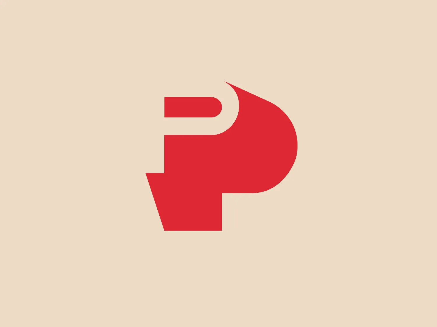 The Peñoles logo features a stylized letter 'P' with a modern and minimalist design. The main body of the 'P' is bold and geometric, while the negative space inside the upper loop creates a dynamic swirling effect, suggesting movement and fluidity. The logo's strong, vibrant red color contrasts well against a lighter background, conveying a sense of energy and passion.