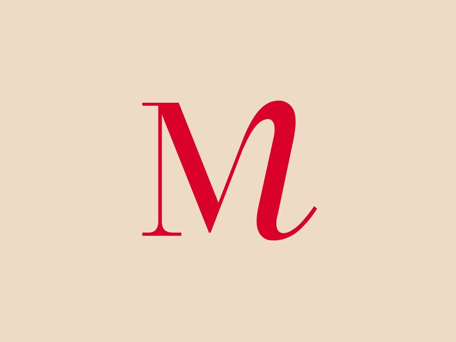 The Malaghan Institute logo showcases a stylized letter "M" in a rich, vibrant red color. The design is modern and minimalist, with smooth, elegant curves and sharp, clean lines converging to form the letter. The "M" is composed of a continuous line, providing a sense of fluidity and continuity. Varying line thickness adds dynamic contrast, lending a distinctive and refined quality to the design. Its simplicity makes it versatile and easily recognizable, ideal for a modern brand looking to convey sophistication and style.