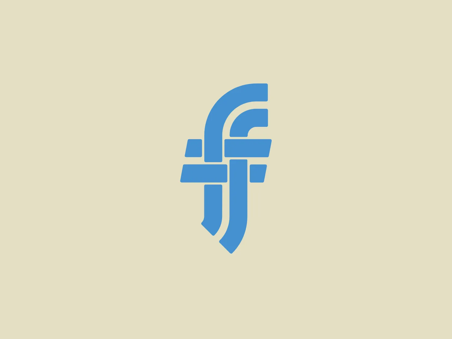 The Flannel logo features a stylized letter "F" comprised of bold, geometric shapes, suggesting motion and connection. The primary component is a thick, vertical line that forks into two arms at the top, with the right arm extending outward and the left curving back down to form a parallel line to the stem. The color of the logo is a calming shade of medium blue, giving it a professional and modern vibe. There is also subtle use of negative space that creates horizontal lines across the arms of the "F," adding depth and interest to the design. The edges of the elements are rounded, contributing to the logo's dynamic yet approachable feel. To complement the clean and contemporary look of the Flannel logo, a background color that is soft and neutral but also provides sufficient contrast would be ideal.