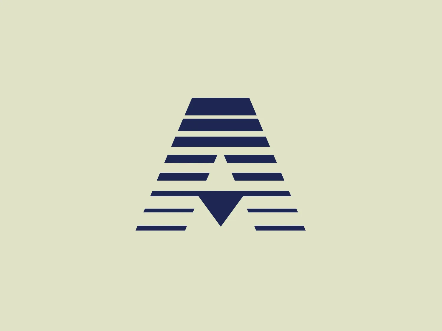 The Agacli logo features a series of horizontal lines forming an abstract pyramid or triangular shape with a stylized "A" at the center. It uses different shades of navy blue to create depth and visual interest, with the darkest color at the top becoming progressively lighter towards the base. The design has a modern and professional aesthetic, with sharp lines and angles that create a sense of stability and strength. The simplicity of the design allows for versatile use across various media. The negative space around the central "A" gives the impression of an upward arrow, symbolizing growth or progress.