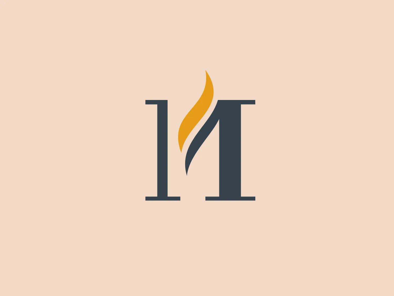 The Minnesota Historical Society logo features two bold, dark gray letters "T" with a modern and clean sans-serif font. Between the vertical lines of the 'Ts,' a stylized, dynamic yellow flame shape is overlaid, giving an impression of movement and energy. The flame has an organic, curved form that contrasts with the straight lines of the letters, adding a touch of warmth and vitality to the otherwise stark and professional typography. The design aesthetic is contemporary and suggests sophistication with a hint of creativity. Considering the colors in the logo, a subtly warm background that complements the yellow would be ideal.