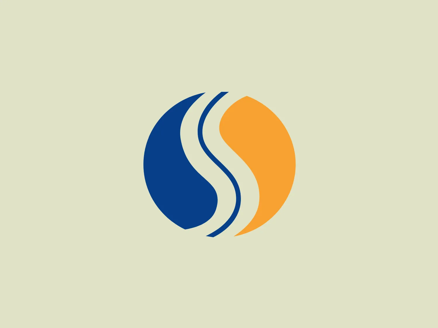 The Suddath logo features a stylized circular design with two complementary shapes representing balance and dynamism. The left side is a deep blue color (#004B87), while the right side is a vibrant shade of orange (#FFA300), both following a curvilinear form that resembles a flame or wave. The design exudes movement and energy, with smooth curves and a simple color palette, creating a modern and sleek aesthetic. The white line bordering the inner curve of each shape adds contrast and visual interest.
