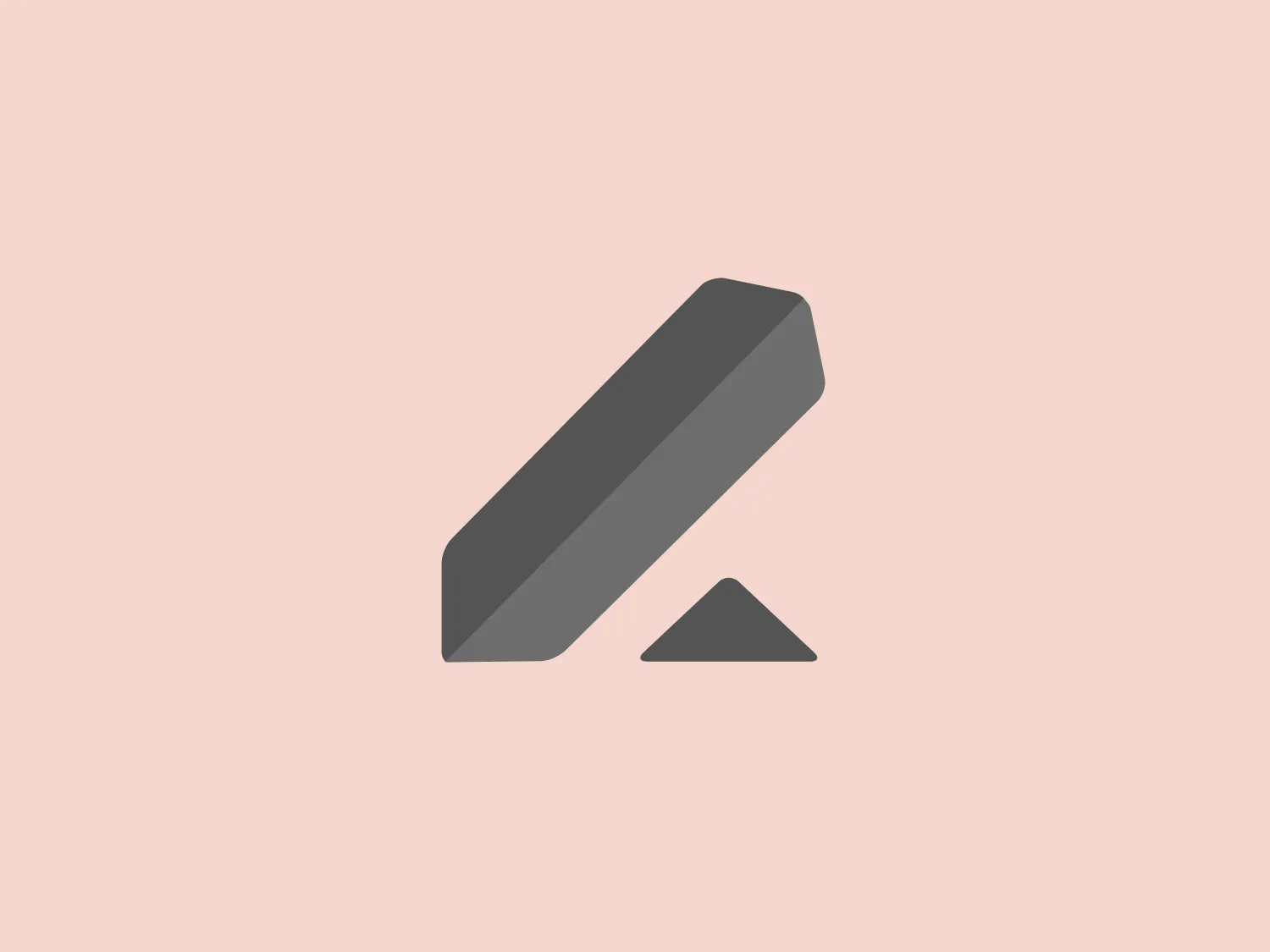 The image depicts a simple, minimalist logo consisting of a stylized letter "A" without a horizontal line, creating a geometric, triangular silhouette. The character is depicted with a gradient that creates the illusion of a three-dimensional shape, transitioning from a light to a darker shade from top to bottom. The overall design aesthetic is modern and sleek, with a subtle use of shadows on the right side of the "A", giving depth to the figure. The negative space at the bottom of the "A" forms a small triangle that balances the design, representing the logo for Lever.