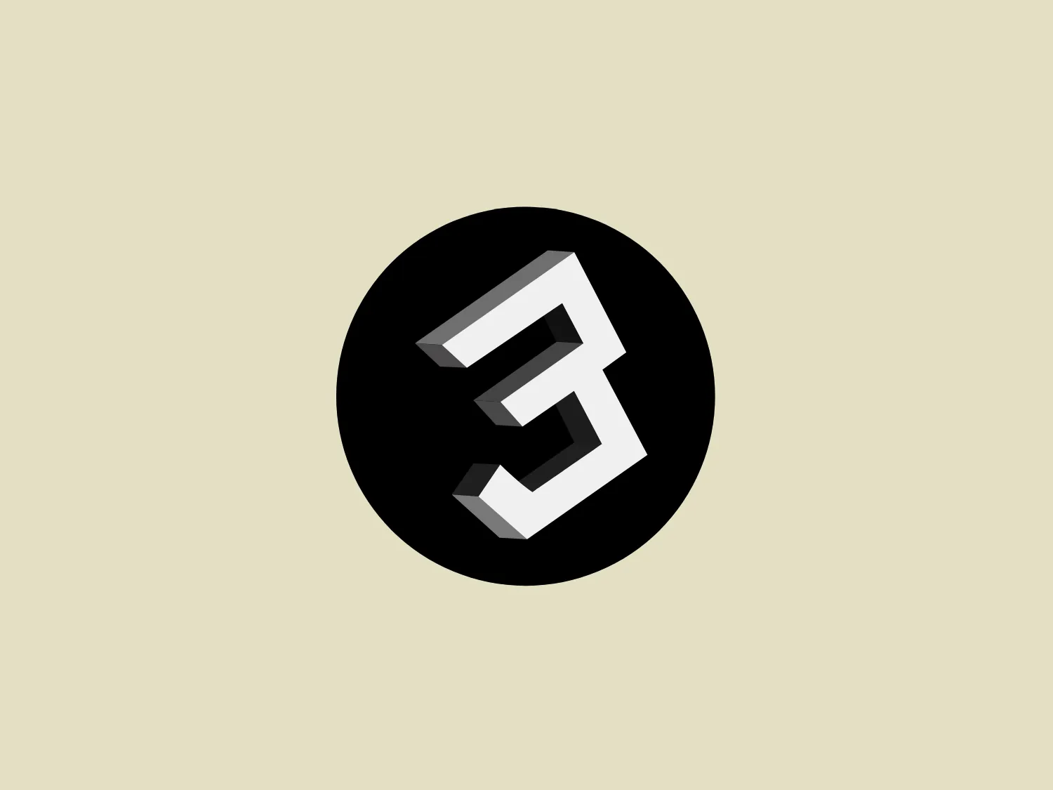 The Threeway Studio logo showcases a stylized, modern monogram against a circular black background. The bold, white, interlocking shapes create a three-dimensional illusion resembling the letters 'S' and 'E' or '3'. With a sleek, minimalist aesthetic and sharp angles, the logo exudes sophistication and cutting-edge design. The use of shadows and highlights within the white shapes adds depth and tactile quality to the graphic.