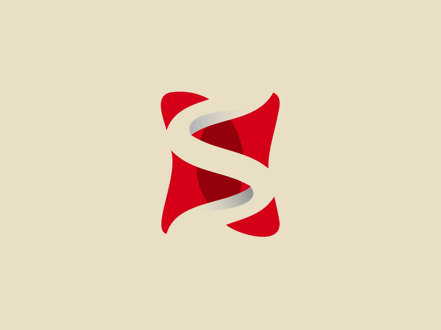 The Smit Electronic logo features a stylized letter "S" with a dynamic and modern twist. It incorporates two major colors: a deep, vivid red and a sleek, metallic silver, which together create a sense of energy and innovation. The "S" is designed with smooth, flowing curves that interlace to form an abstract, ribbon-like shape. The red portions of the design appear to fold over each other, while the silver curve underlines the "S" and adds depth and contrast to the logo. This design gives a sense of motion and interconnectedness, suggesting a brand that is forward-thinking and interconnected. The logo has a clean and simple aesthetic, yet its 3D appearance and the play of the two colors make it pop.
