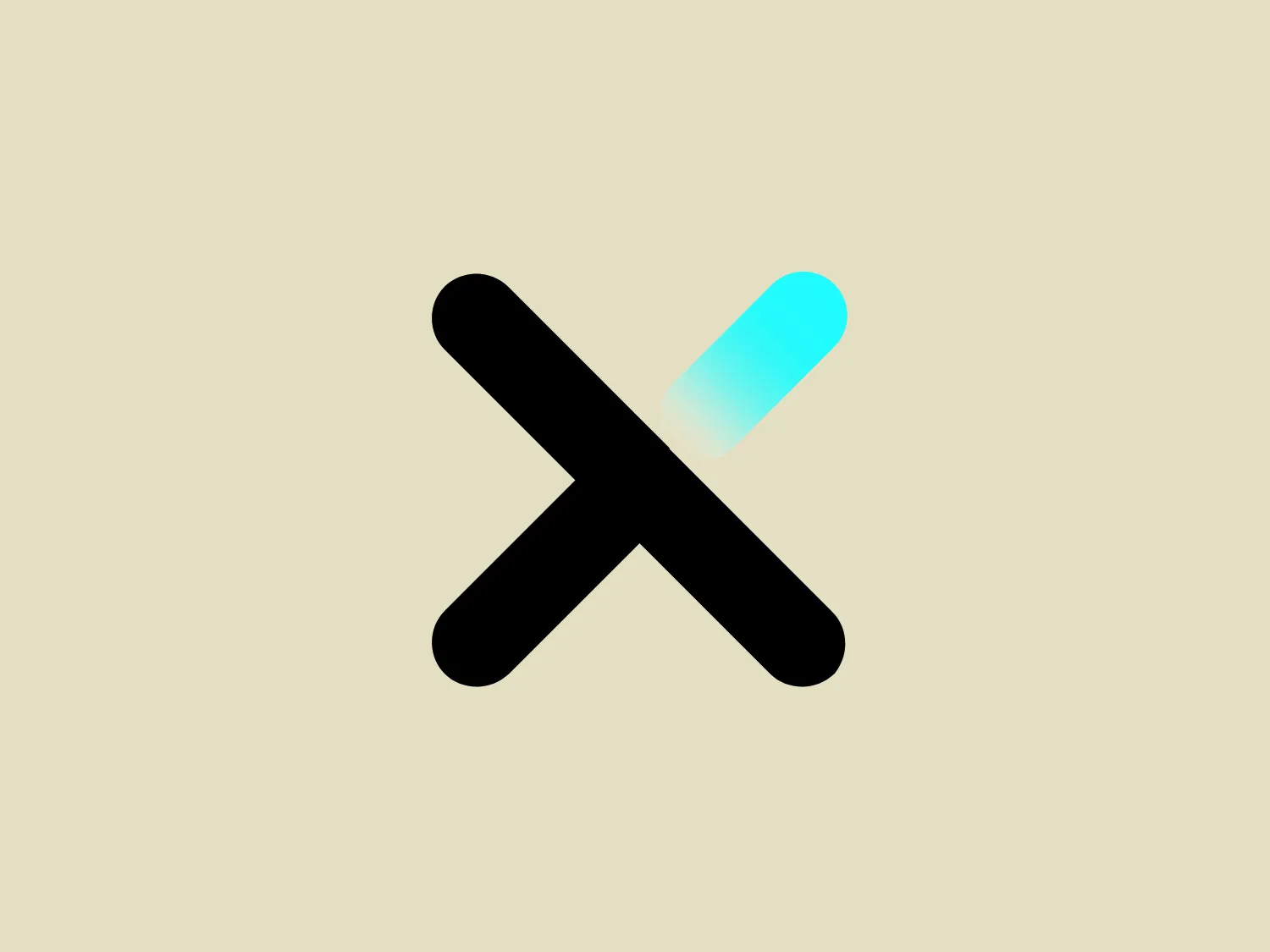 The Mox logo is a stylized image with two crossing elements resembling the letter "X". The left arm is solid black with a bold, tapered design, while the right arm transitions from black to a gradient of cyan, creating a dynamic and modern feel. The design is sleek and minimalist, with the gradient adding a touch of sophistication and visual interest. Consider a pale background to complement the logo's colors and design without competing.