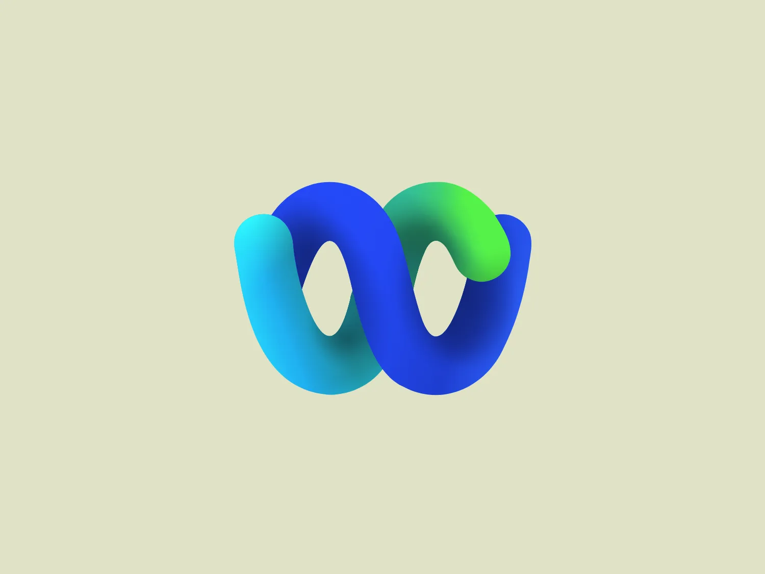 The Webex logo features a modern, abstract design resembling a loop or infinity symbol. It consists of fluid, intertwining shapes with a gradient that flows from a vibrant green to a rich blue. The seamless transition of colors gives the logo a dynamic and fresh appearance, implying movement and continuity. The logo's design conveys a sense of innovation and elegance, with its smooth curves and the harmonious blend of cool tones.