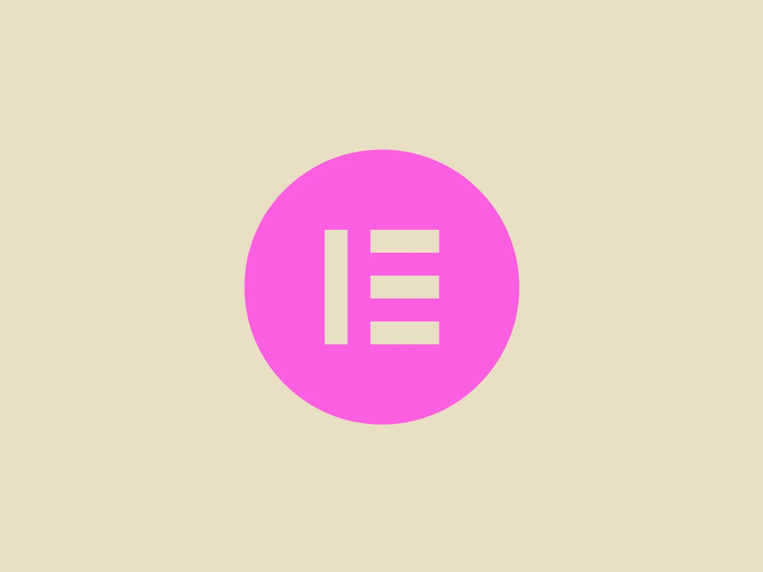 The Elementor logo is a modern, minimalist emblem featuring two white letters, an 'I' and an 'E,' set against a vibrant magenta circle. The 'I' is represented as a single vertical bar, while the 'E' consists of one vertical bar and three horizontal bars, aligning perfectly with the middle of the 'I' to create a cohesive, balanced look. Together, these elements convey a sense of symmetry and simplicity, aligning with contemporary design trends that favor bold colors and clean lines. This logo could be representative of a company or brand with the initials 'I' and 'E.'