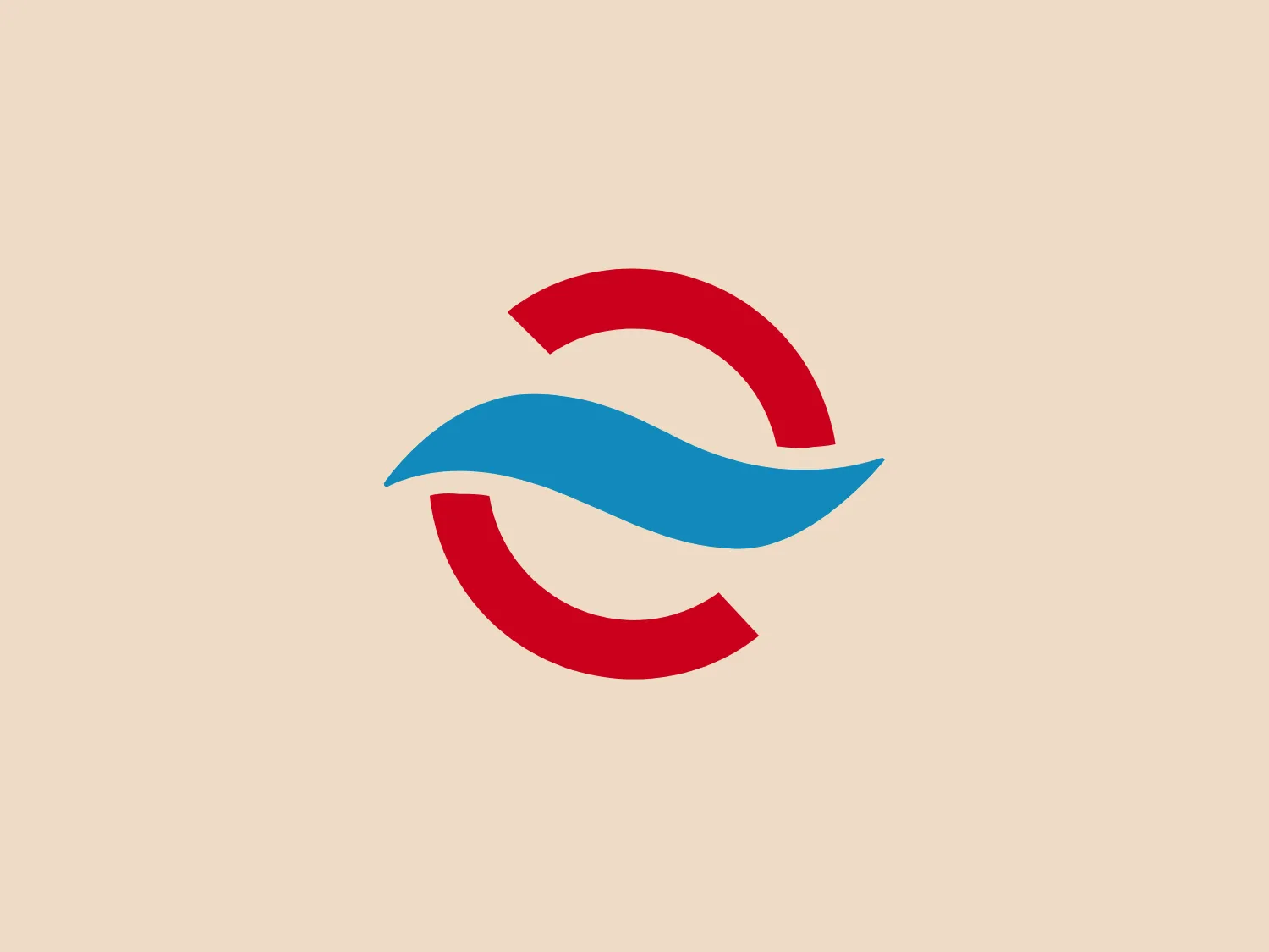The Elastec logo features a stylized, abstract design consisting of a red crescent shape and a blue wave-like form interlocking in the center, giving a sense of motion and fluidity. The red crescent is bold and appears to cradle the blue wave, which adds a contrasting calmness and flow to the design. The use of primary colors—red and blue—gives the logo a strong visual impact, while the simplicity of the shapes ensures clear visibility and recognition. Overall, the design aesthetic is modern and dynamic with a hint of elegance and simplicity.