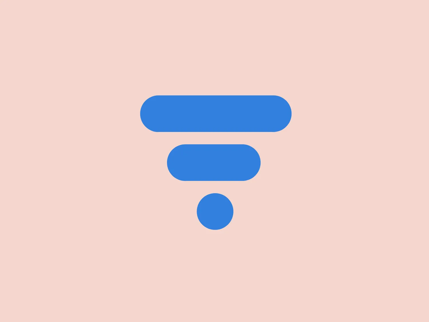 The image displays a minimalistic VisualCV logo comprised of geometric shapes. There are three solid, horizontal shapes stacked vertically. The topmost shape is the longest, a medium-length shape is placed below it, and a circular shape sits at the bottom, suggesting an exclamation mark. The color of all three shapes is a consistent shade of bright blue that provides a vivid and eye-catching contrast. The simplicity of the design lends to a modern and clean aesthetic that is both bold and communicative. The use of negative space around the shapes adds to the impact of the logo.
