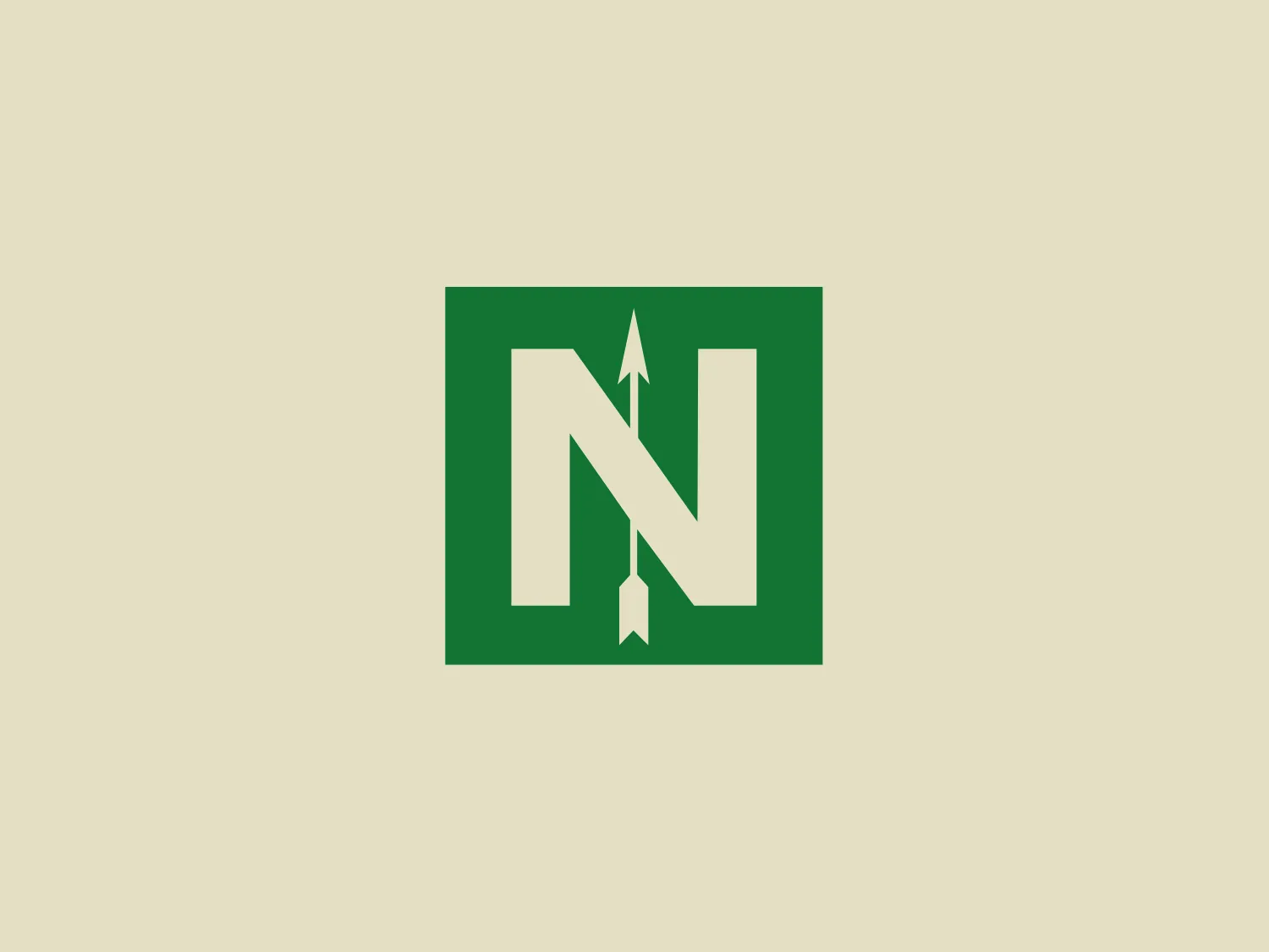 The logo for Northern Bank consists of a bold, uppercase 'N' in a crisp, sans-serif font. The color of the 'N' is a solid, deep green, emphasizing stability and growth. A unique element of the logo is the stylization of the letter where the left leg of the 'N' extends upward into a pointed arrow, and the right leg angles down into an inverted arrow, representing upward momentum and precision. The green 'N' is set against a plain white background, making the design stand out due to the high contrast. This logo evokes a sense of dynamic movement, direction, and purpose.