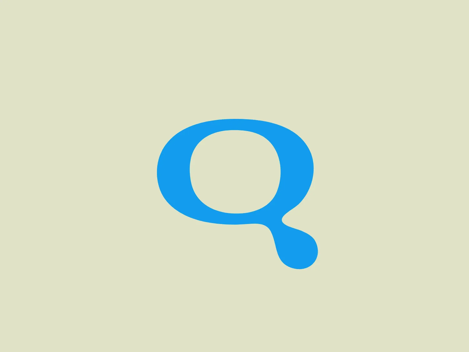 The image presented is a minimalist, flat-design style logo that consists of a stylized letter "Q" in a vibrant shade of blue. The letter is designed with a round, continuous stroke, which gives it a modern and clean appearance. The tail of the "Q" extends downwards, looping back towards the circle, which adds a playful touch to the overall design. The logo is simple, yet distinctive, with the solid blue color suggesting reliability and professionalism.