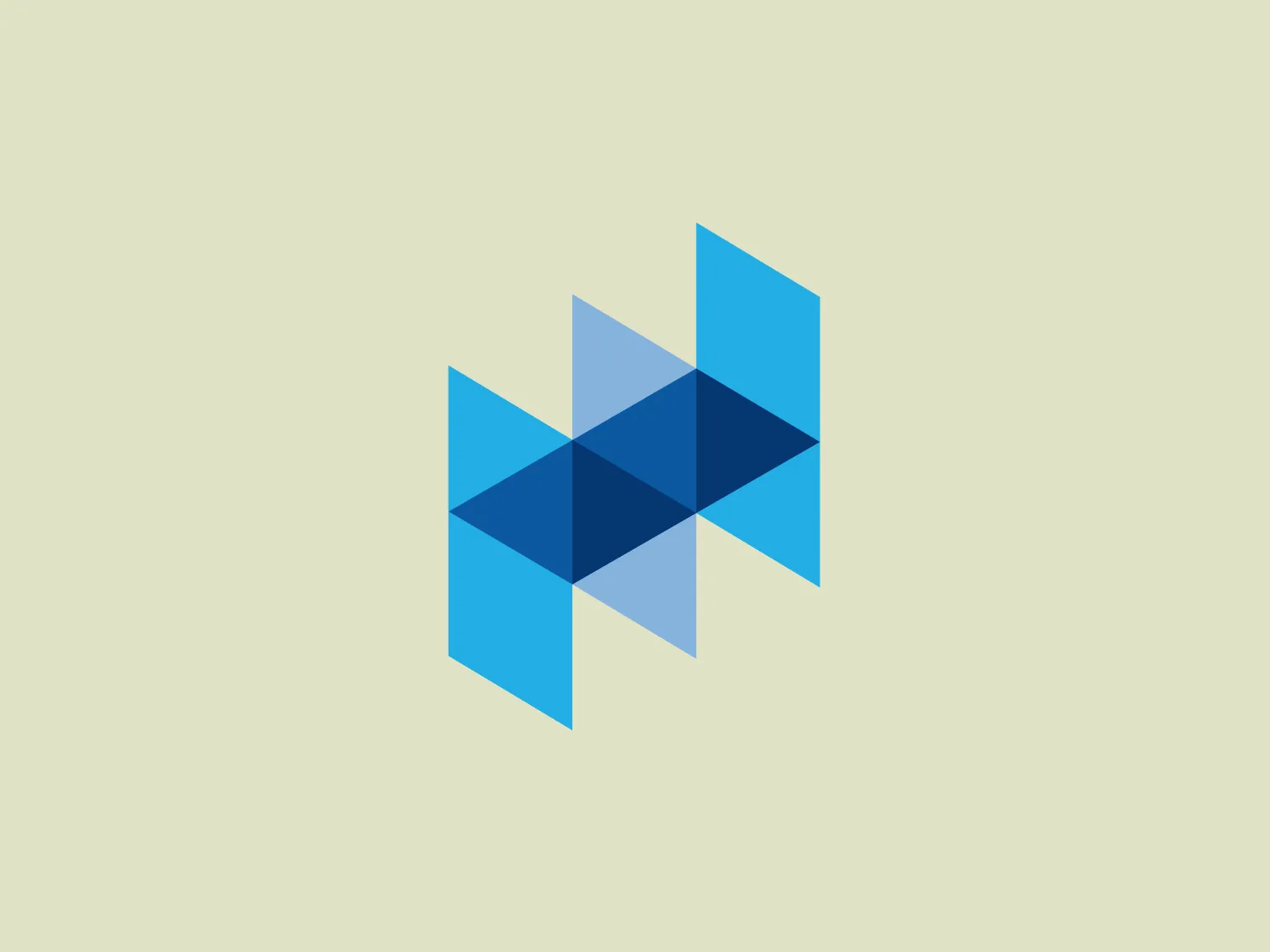 The Halmstad University logo is a stylized, modern mark consisting of geometric shapes that merge to form an abstract three-dimensional hexagon-like figure. It incorporates a palette of blues ranging from a deep navy to a vibrant sky blue, creating a sense of depth and innovation. The darker shades form the sides of the geometric shapes, while the lighter shades highlight the top surfaces, aligning to present a cube-like central piece. The layered effect with the sharp angles contributes to a dynamic and professional look, suggesting technology or a corporate identity. The coolness of the blue hues suggests precision, trust, and intelligence.