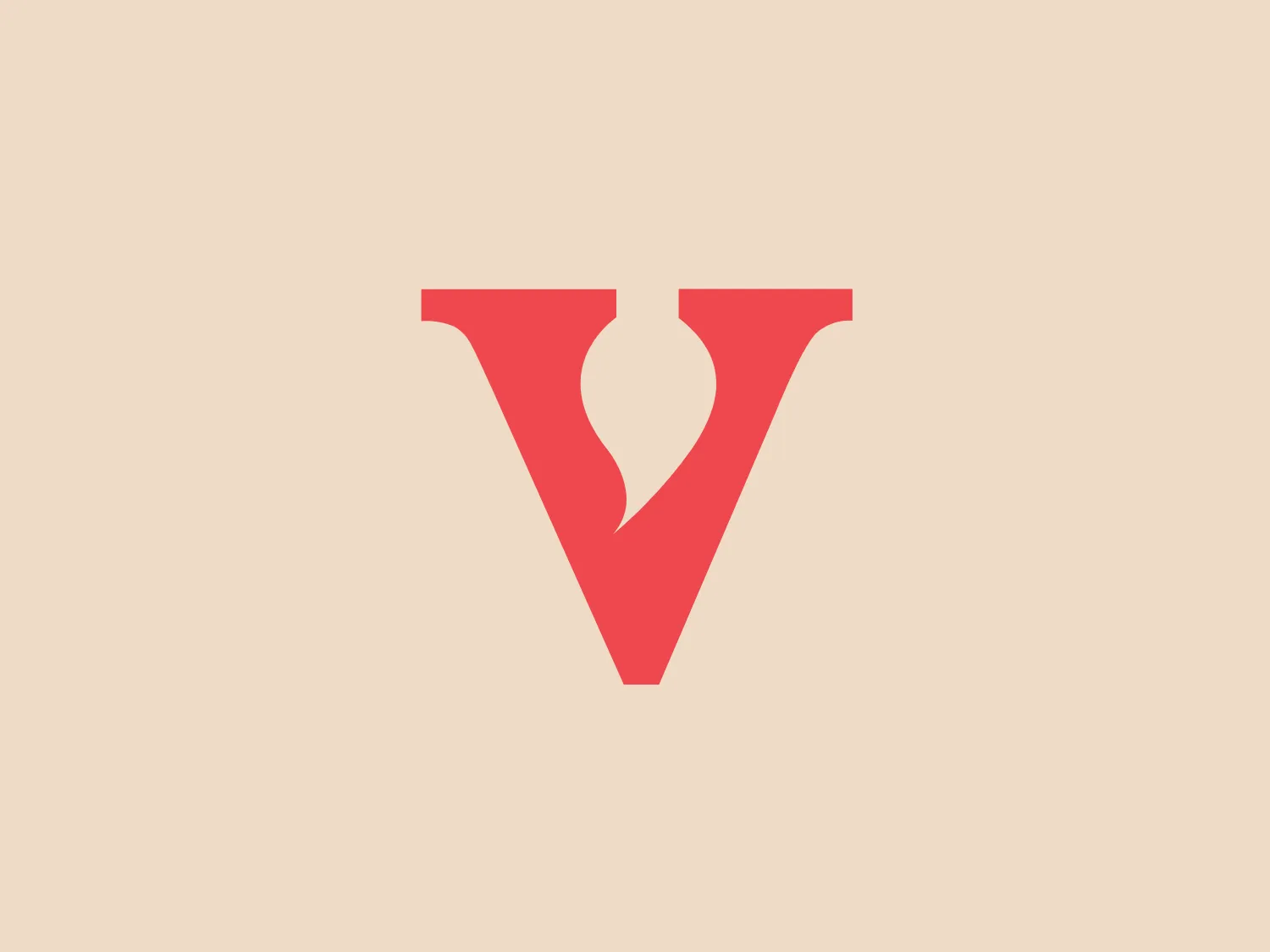 The Jonathan Vickers Fine Art Award logo features a modern, minimalist stylized letter "V" in a coral red color. The negative space within the V creates a sleek flame or droplet shape, symbolizing motion or transformation. The design aesthetic is characterized by geometric simplicity and elegance, balanced with sharp angular lines and curved cutouts to convey precision and fluidity.