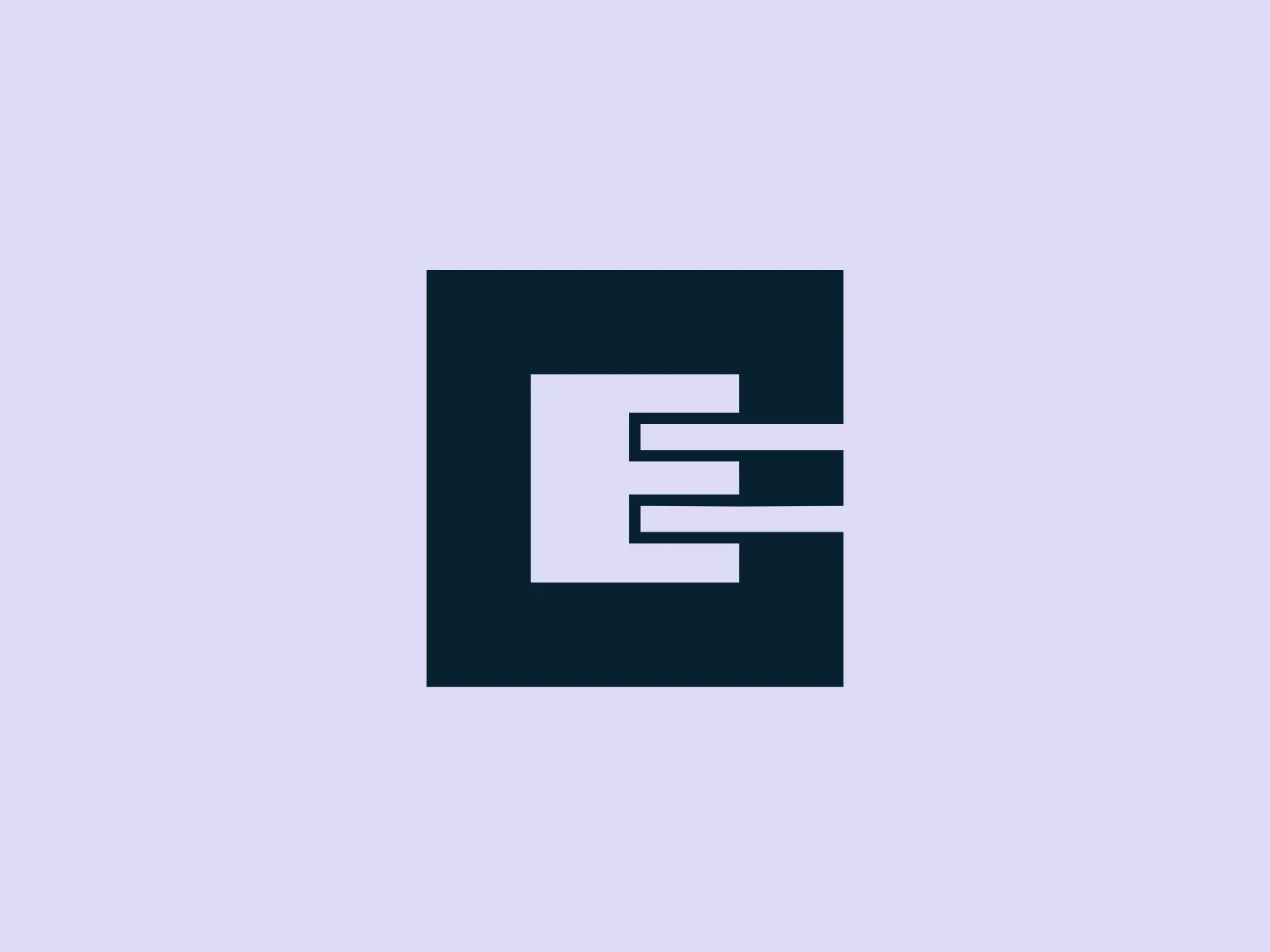 The logo of Emprise Bank features a dark navy blue square backdrop with a stylized letter "E" at the center. The abstract "E" is created with three horizontal bars of varying lengths, conveying a sense of motion and speed. The monochromatic color scheme with a stark contrast between the letter and the background ensures the prominent visibility of the logo. To complement the logo, a light and neutral background color is recommended.