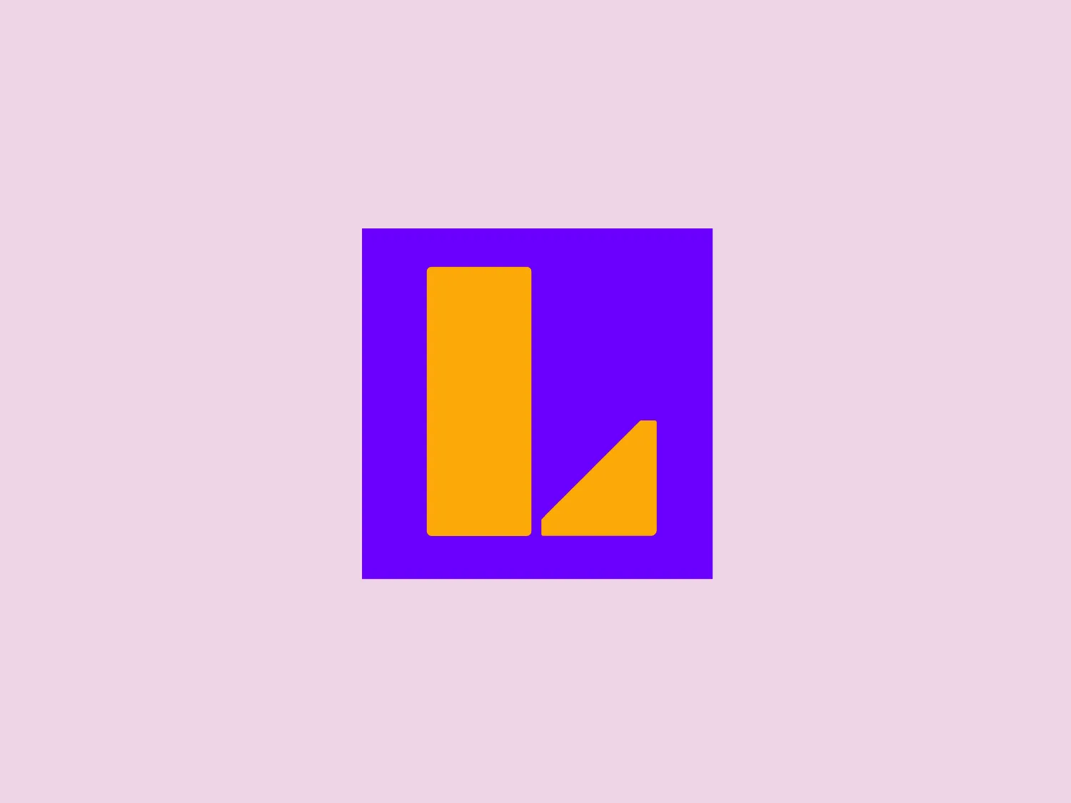 The logo for Latina TV features a tall vertical rectangle and a shorter, right-triangle with a vertical hypotenuse, both in a vibrant yellow color. These shapes are superimposed on a rich purple square backdrop, offering a stark and attractive contrast. The design aesthetic is bold and modern, with a simplicity that enhances its visual impact. The use of bright, contrasting colors makes the logo pop and the absence of any text or additional elements ensures the shapes themselves are the focal point of the design.