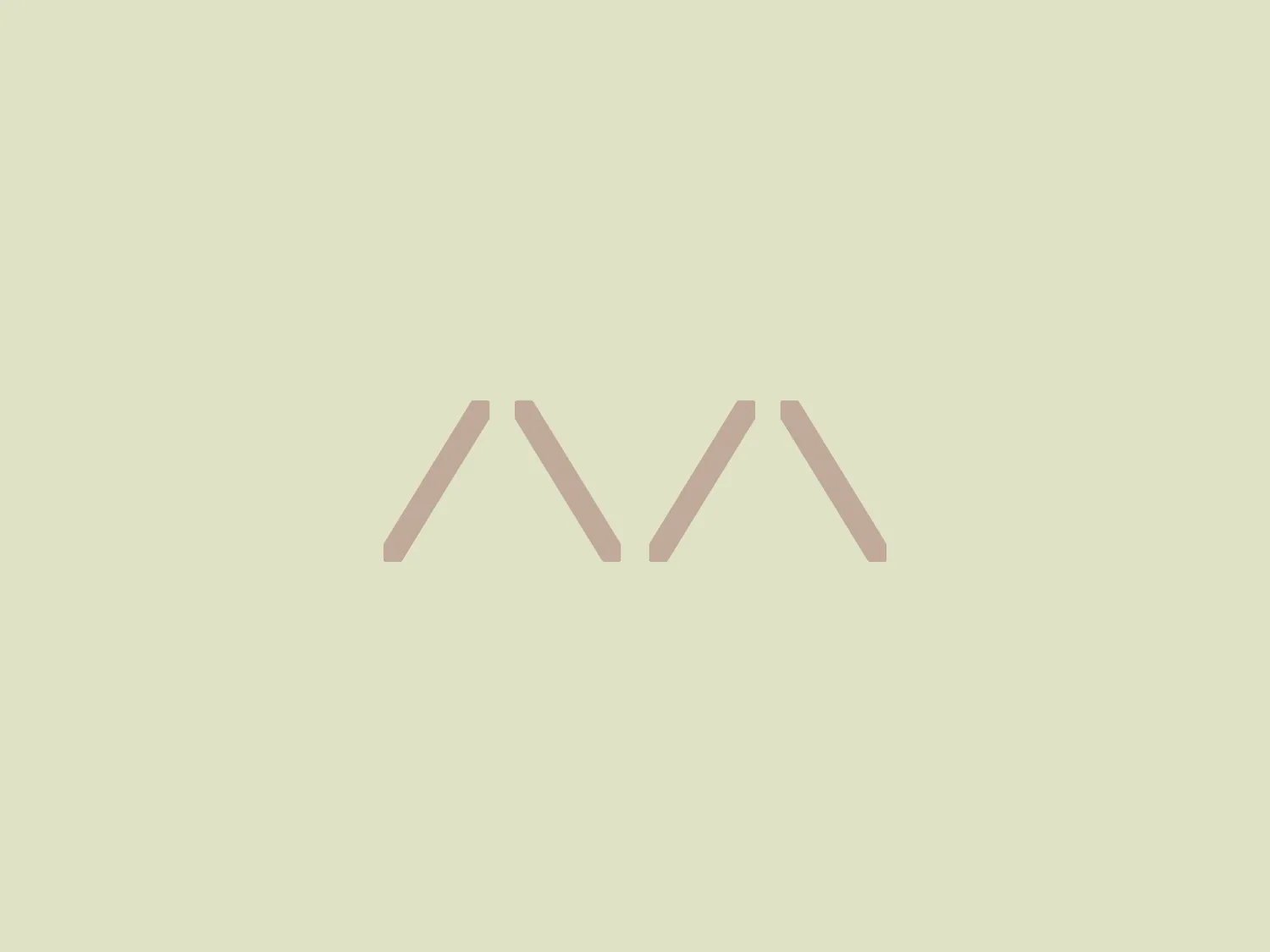The Materium logo features an elegant and minimalist design comprised of two symmetrical abstract shapes that resemble mountain peaks or stylized letter 'M's. The shapes are composed of clean, straight lines that meet at sharp points at the top, conveying a sense of precision and modernity. The logo uses a soft, neutral color palette with the shapes in a light, muted shade that suggests sophistication and simplicity. The overall aesthetic is contemporary and would suit a brand looking to project a sense of calm, stability, and high-quality.