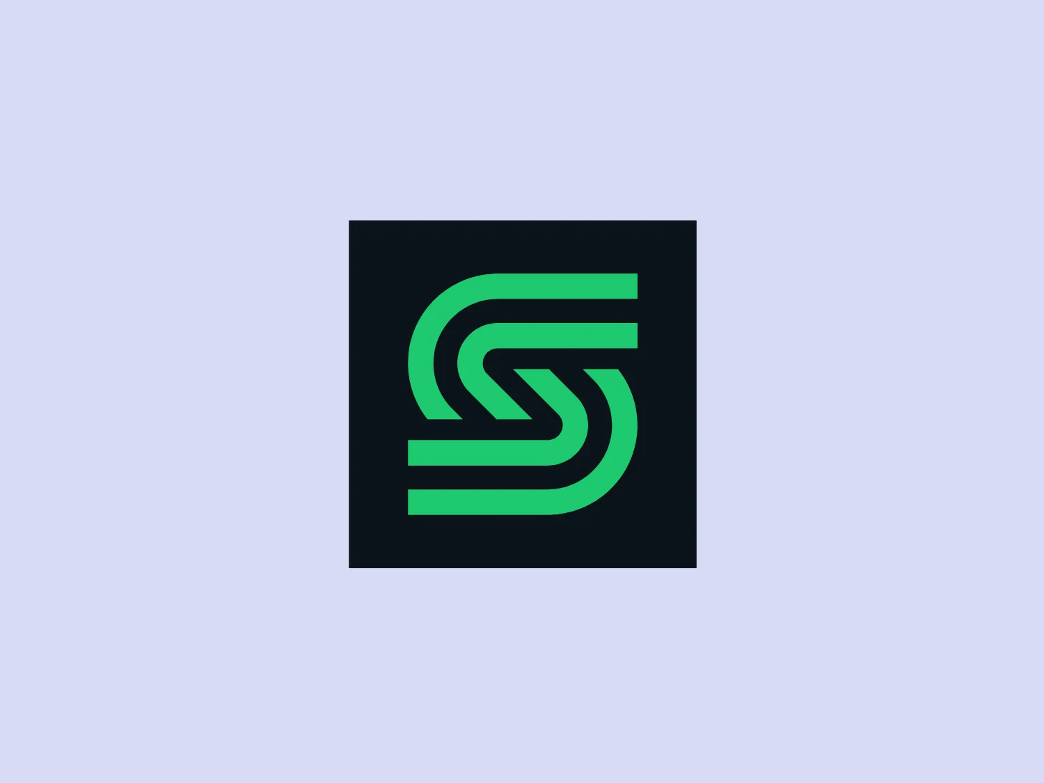 The image showcases a stylized logo for Secureframe, consisting of a series of interconnected lines with rounded edges that form an abstract, geometric shape. The design hints at a letter or a combination of letters. It is set against a solid navy blue square background. The lines of the Secureframe logo adopt a gradient of teal to a darker green, giving a modern and digital feel to the design. Smooth curves and the flow of the lines suggest movement and connectivity. The choice of a dark background accentuates the vibrant greens of the logo, making it stand out prominently while maintaining a sleek and professional appearance.