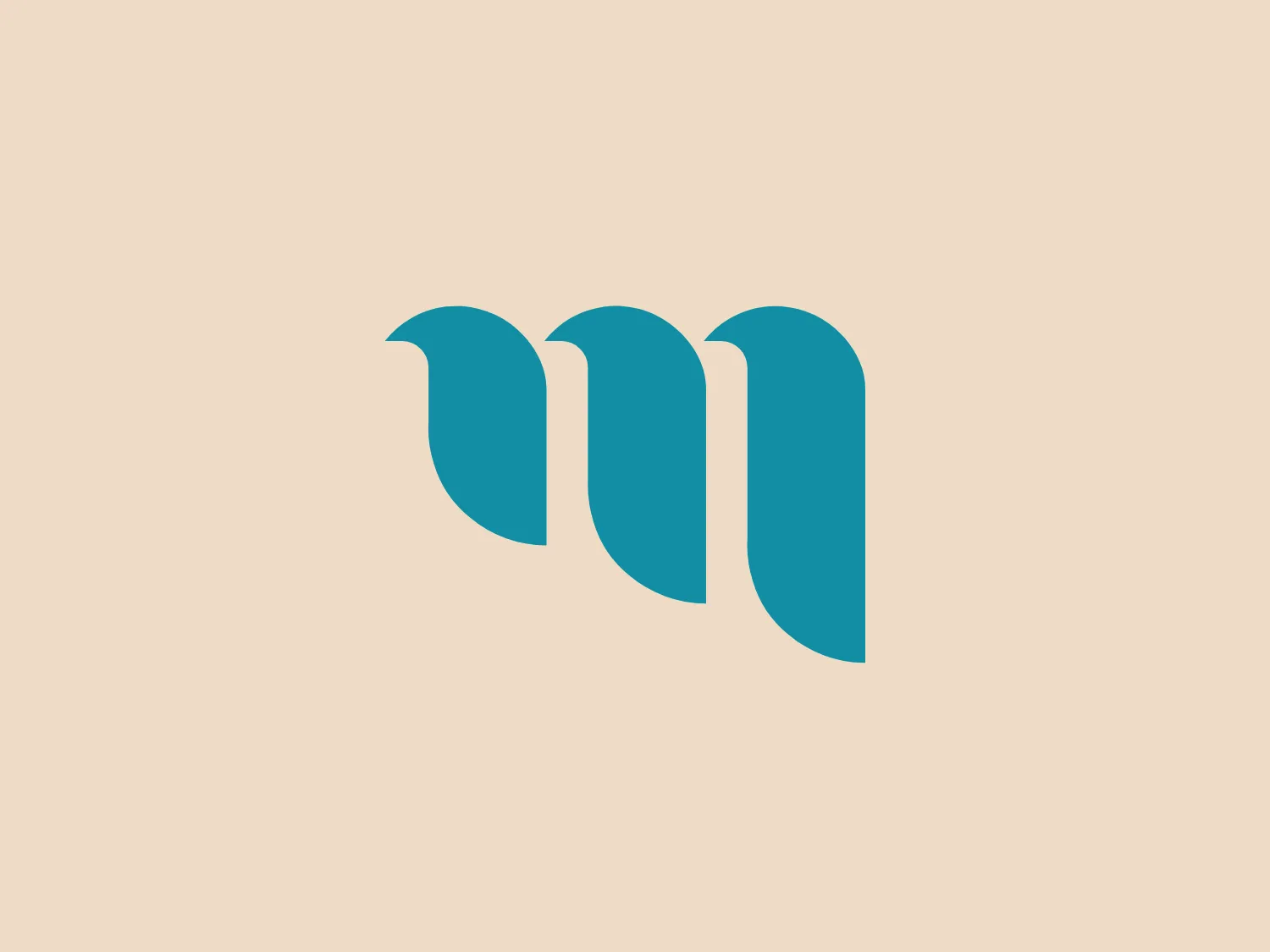 The Motive logo features a sequence of three stylized shapes that resemble vertical waves or ribbons with a dynamic, flowing appearance. The color of the shapes is a bold teal/turquoise, which suggests a sense of innovation and freshness. The simplicity of the design, with its smooth curves and lack of additional ornamentation, gives it a modern and minimalist aesthetic. The shapes are evenly spaced and aligned in a way that creates a sense of motion and continuity. Considering the vibrant color of the logo, a muted and light background would complement it well.