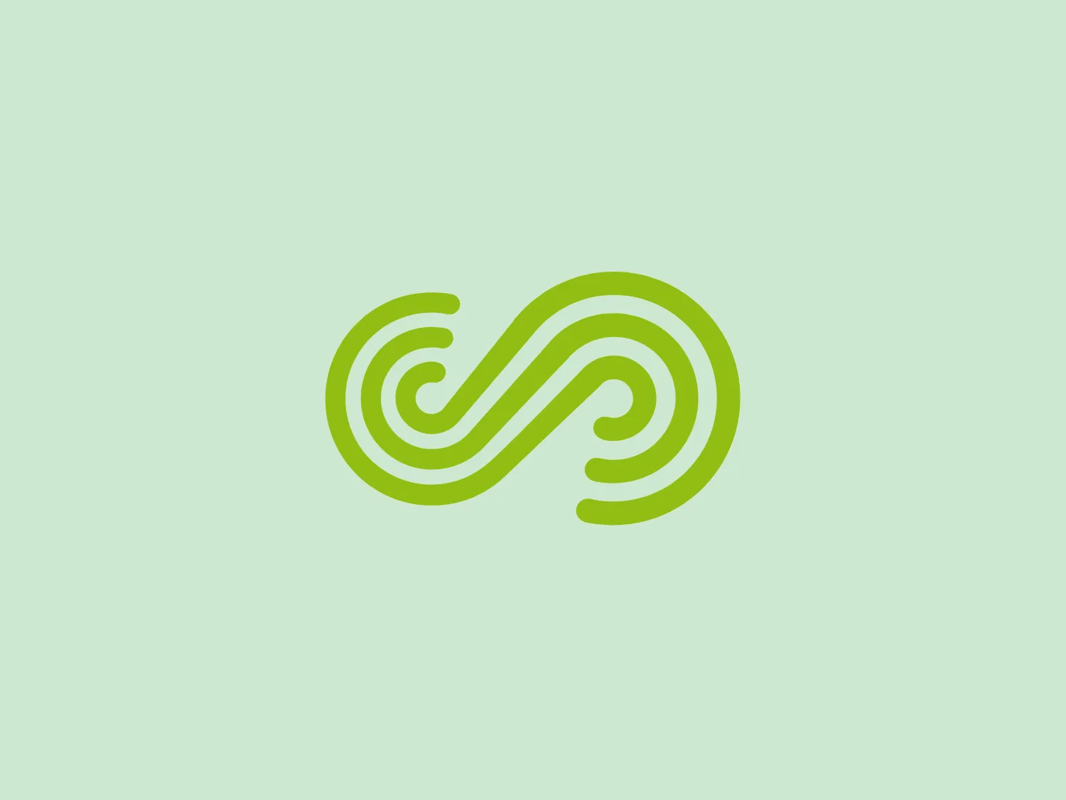 This logo for Suez showcases a stylized infinity symbol, formed by two continuous lines that loop to create a horizontal figure-eight. The design incorporates varying line widths to convey movement and depth, with the lines flowing seamlessly into one another. The vibrant shade of green with a gradient gives the logo an organic and dynamic feel. With a modern aesthetic, it conveys connectivity, continuity, and sustainability, making it stand out against a subtle background.