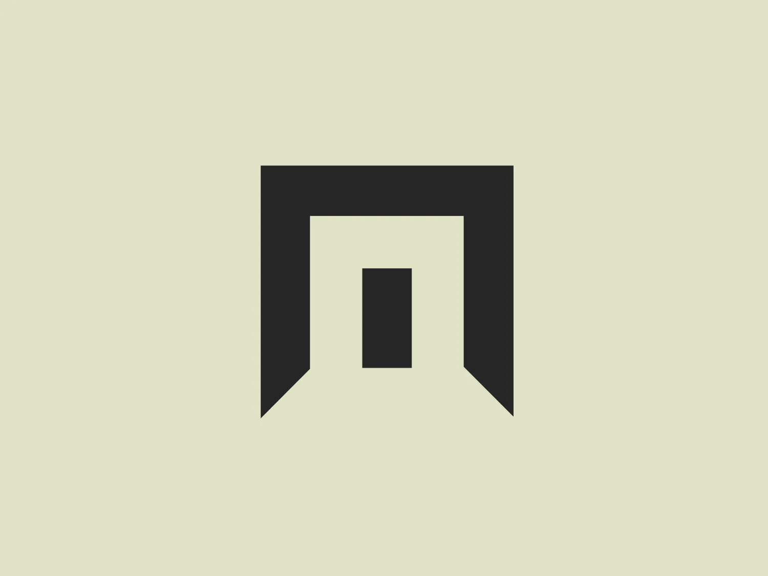 The MarketResearch logo features a stylized letter 'M' in a bold sans-serif typeface, which has been abstracted into a geometric shape that resembles a gate or portal. The primary figure consists of two vertical bars connected at the top with a horizontal bar, and a smaller rectangle sits at the center bottom, creating the negative space that forms the 'M'. The color is a vibrant, solid blue which gives it a professional and trustworthy appearance. The design is modern and minimalistic, with a sense of stability and openness conveyed through the use of negative space.