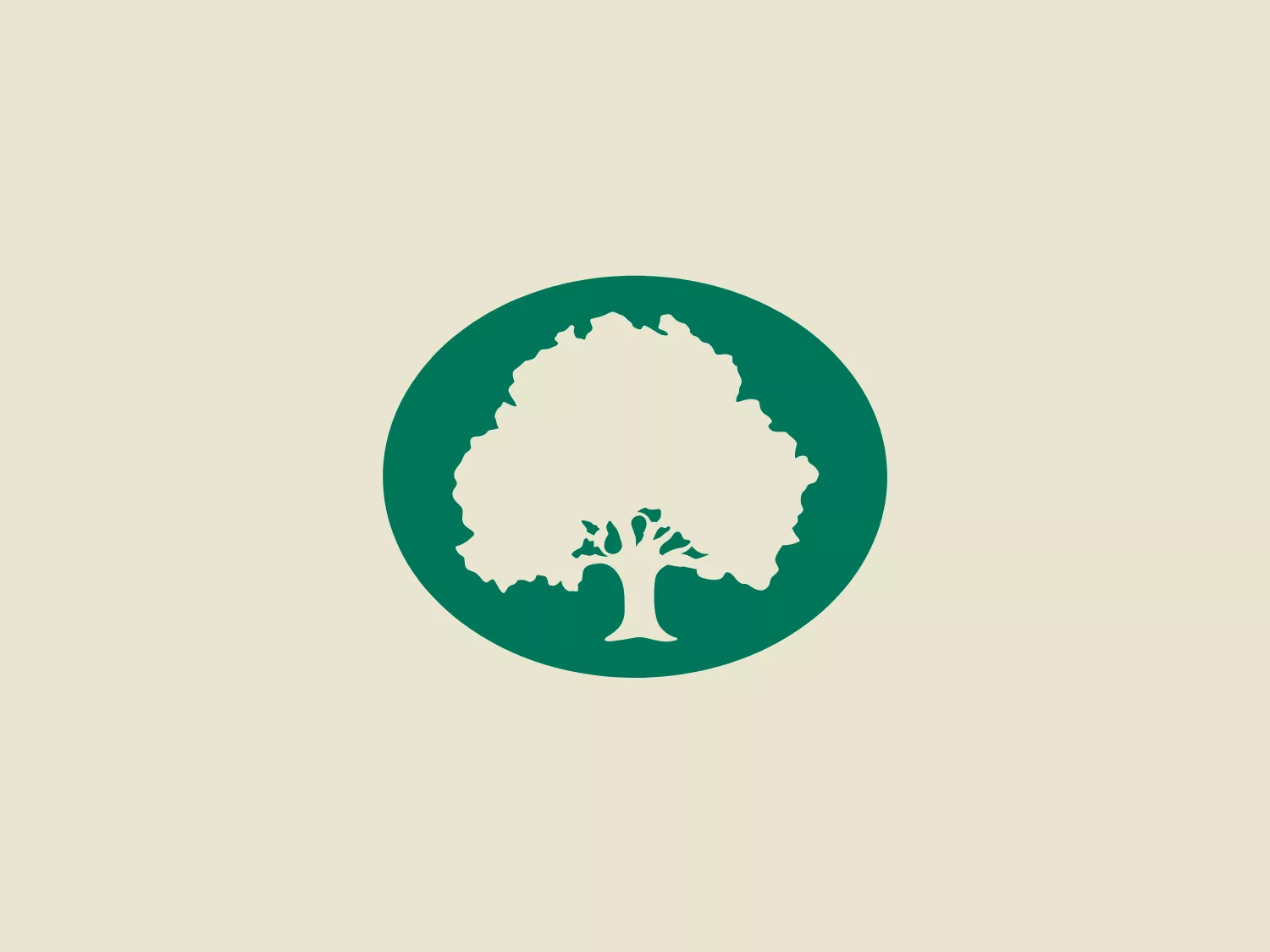 The Oaktree logo features a stylized tree with a broad, textured canopy and visible roots, suggesting a strong foundation. The tree is white and contained within a dark green circular background, which provides a natural and eco-friendly vibe. The design is clean and modern with a hint of intricacy visible in the leaves and roots of the tree. There is a clear focus on sustainability and growth, evident from the prominence and symmetry of the tree image.