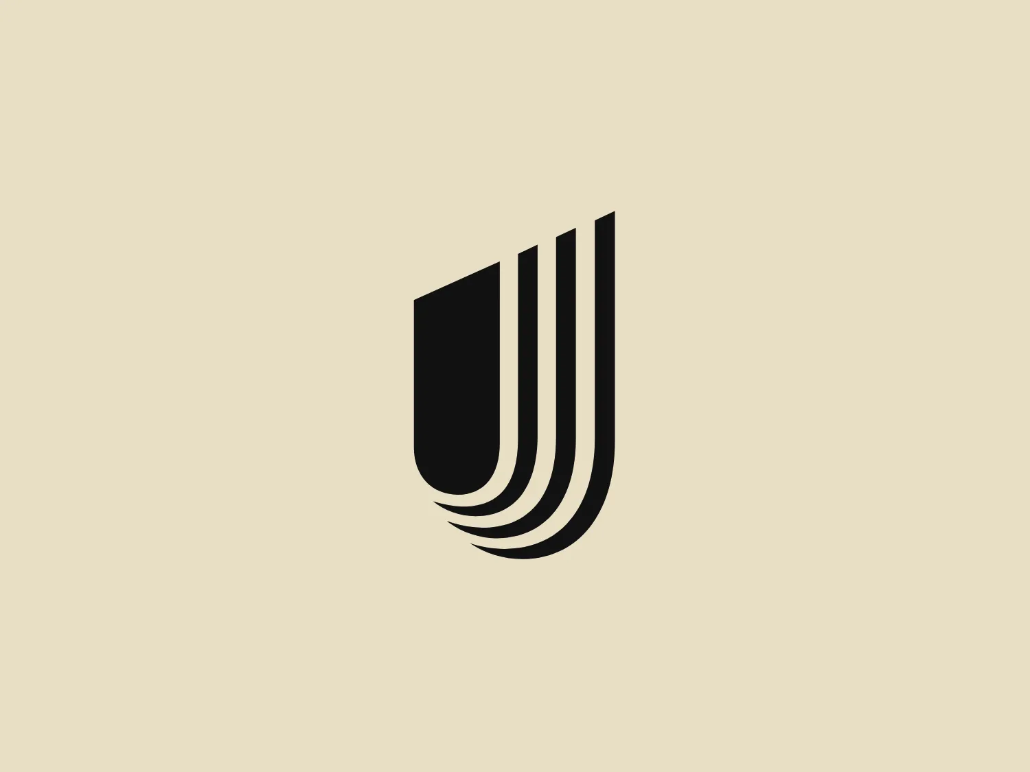The United Healthcare logo is a modern, abstract image composed of five vertical, parallel bands forming a stylized shield shape. The bands are uniformly spaced, cascading downwards and gradually decreasing in width from left to right. They taper to suggest depth and movement, with the leftmost band being the broadest, symbolizing the backbone of the shield. The deep, rich blue color conveys professionalism and stability. This minimalist design is associated with a corporation or entity that values strength, protection, and forward momentum. For a background that complements the logo without overwhelming it, a subtle and light hue would be ideal.