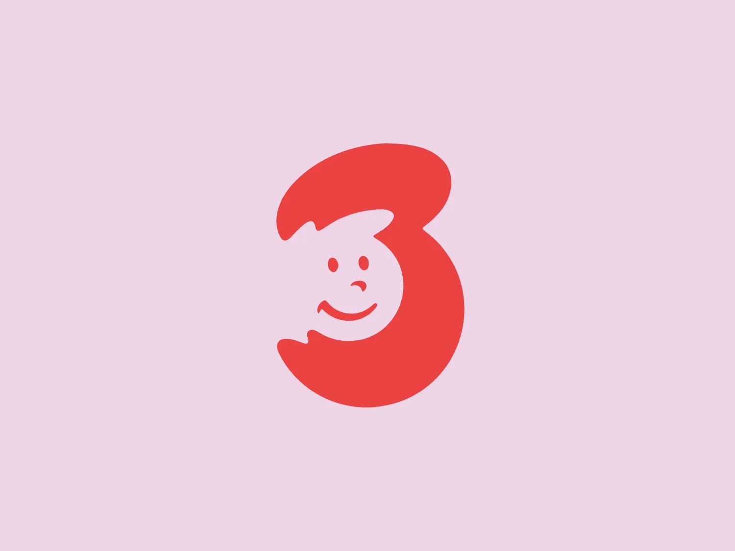 The Obitelji 3plus logo features a stylized number three in a bold, rounded sans-serif typeface filled with a solid red color. Integrated within the number is a playful winking face, represented by simple lines, including a curved line for the closed eye, a dot for the open eye, a short dash for the nose, and a half-smile that aligns with the curve of the number. The logo's overall design exudes a friendly and inviting feel, blending simplicity with a touch of character. The striking red and white color scheme ensures that the logo stands out against various background colors.