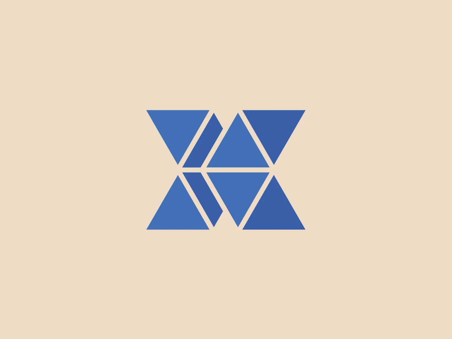 The xOMS logo showcases a stylized, abstract mark consisting of a symmetrical arrangement of geometric shapes, evoking a butterfly or bowtie motif. The design features four kite-like, triangular shapes creating a mirrored effect both horizontally and vertically. Each triangle contains a slightly darker line segment on one side, adding depth and dimension. The logo's vibrant medium blue color exudes a professional and modern appearance, while its clean lines and lack of additional embellishments convey simplicity and elegance.