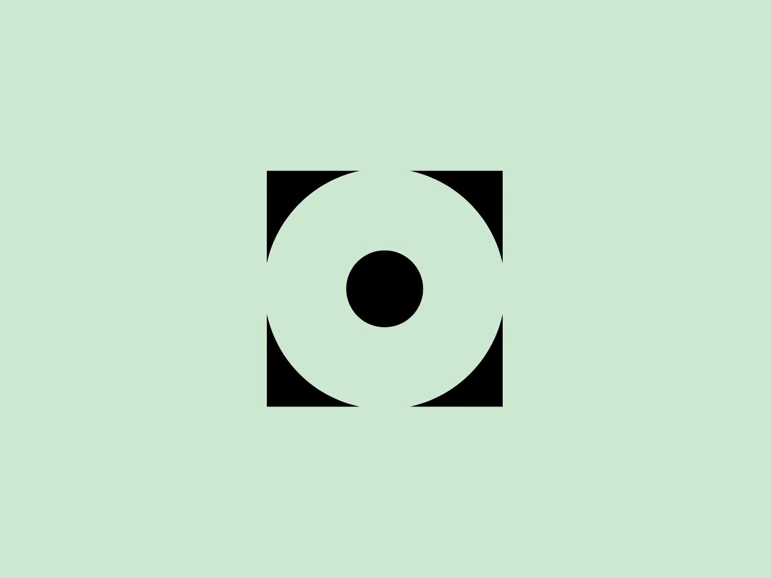 The Channel O logo features a strong, minimalist design with a symmetrical composition. It consists of a central black circle with a smaller white dot at its center, representing a focal point or eye. Surrounding the center are four black quarter-circle shapes occupying the corners of a square outline, suggesting rotational or directional movement, like the blades of a fan or the cardinal points on a compass. The use of black on a white background contrasts sharply, giving the logo a bold and dynamic appearance. Its geometric precision and lack of any additional ornamentation convey a modern and professional feel.