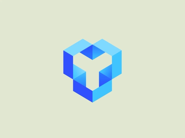 What we like: The sleek and modern geometric representation of a cube, with a cut-out forming a stylized "Y," creates a dynamic and minimalist design with a tech-savvy aesthetic.
