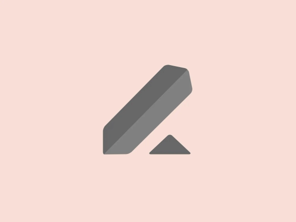 The image depicts a simple, minimalist logo consisting of a stylized letter "A" without a horizontal line, creating a geometric, triangular silhouette. The character is depicted with a gradient that creates the illusion of a three-dimensional shape, transitioning from a light to a darker shade from top to bottom. The overall design aesthetic is modern and sleek, with a subtle use of shadows on the right side of the "A", giving depth to the figure. The negative space at the bottom of the "A" forms a small triangle that balances the design, representing the logo for Lever.
