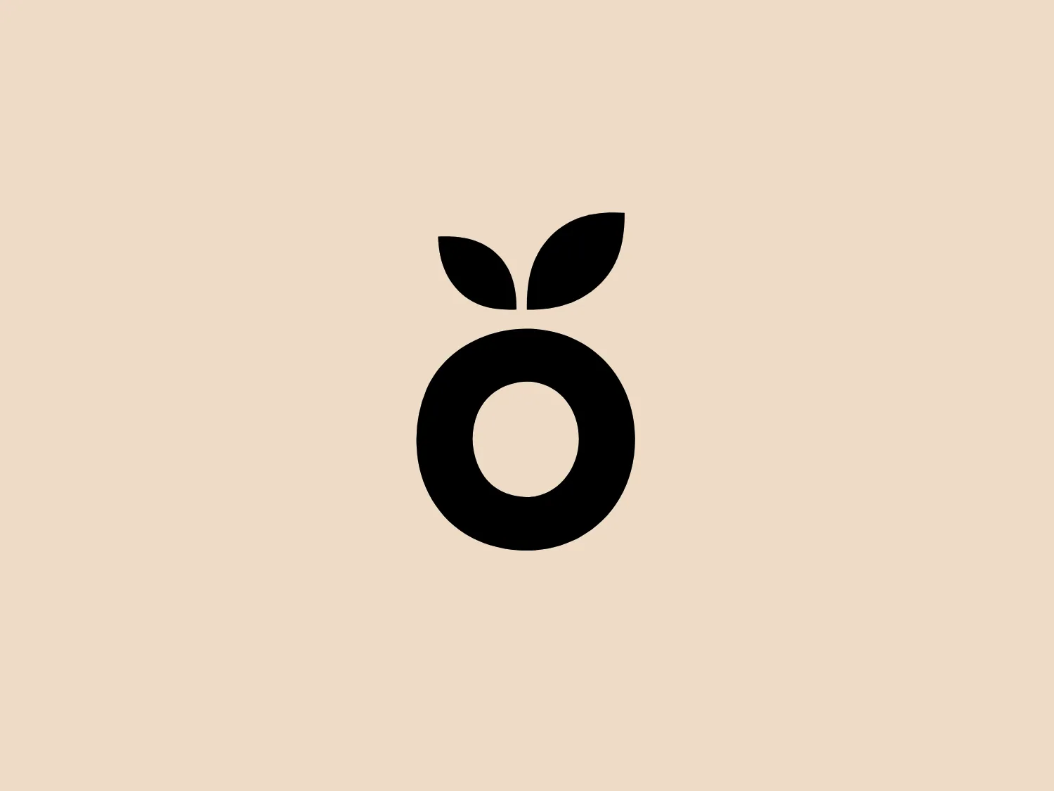 The Dose Juice logo depicts a stylized, minimalist fruit silhouette akin to an apple, composed of a large black circle with a flat bottom, and a smaller black circle at the top suggesting a stem indentation. Two simple leaf shapes emerge from the top, adding to the fruit motif, with a monochromatic color scheme of black against a white background, giving the design a sleek and versatile appearance.