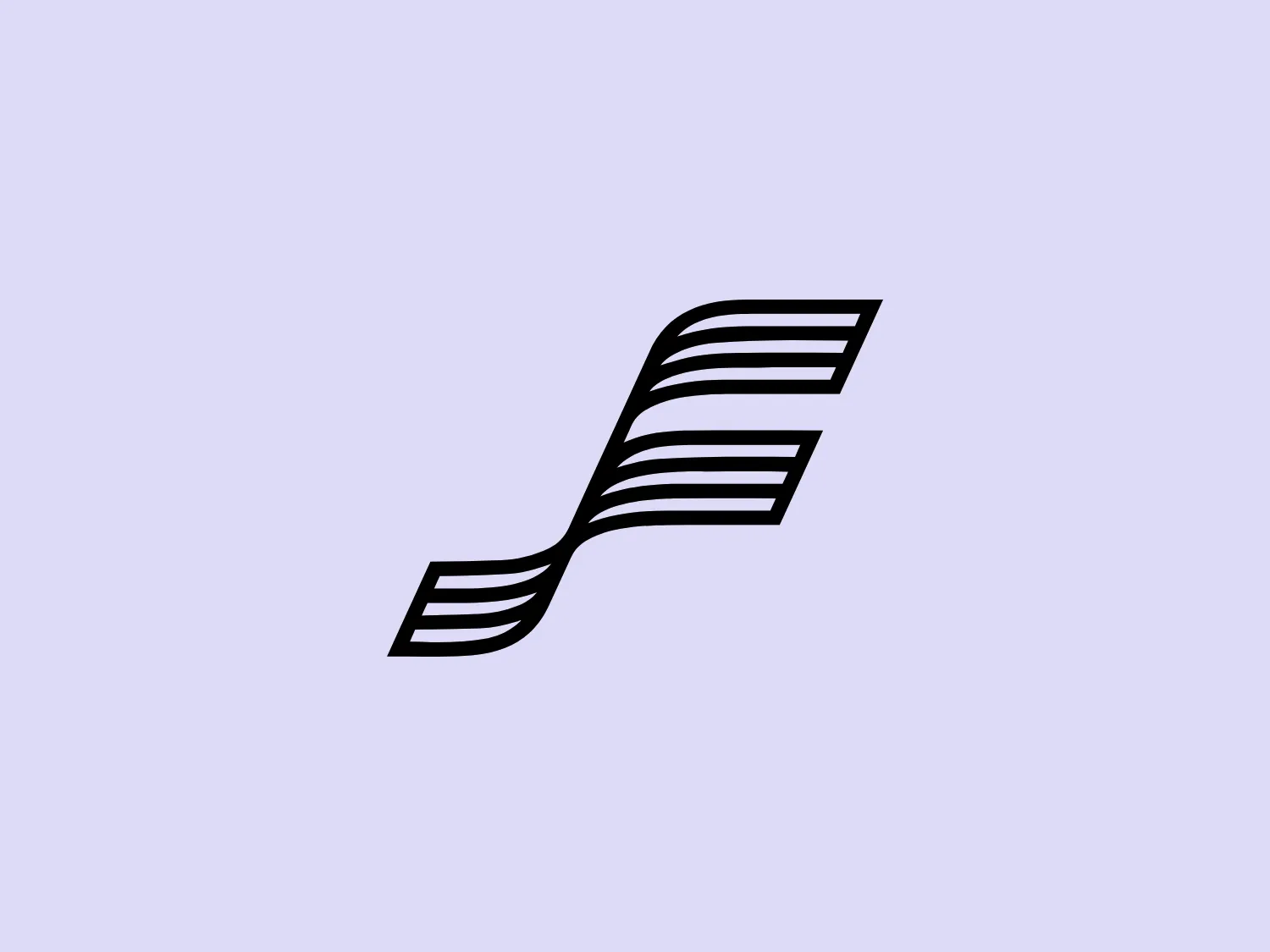 The Fanhood logo is a minimalist, abstract design consisting of seven parallel, horizontal stripes that give the impression of motion or waving in the air. They subtly curve upwards to the right, suggesting dynamism and progress. The stripes vary in width, with the longest on top and gradually shortening as they descend. This arrangement creates a sense of perspective and depth. The logo employs a simple black and white color scheme, contributing to its sleek and modern aesthetic. The use of negative space between the stripes enhances its visual appeal and versatility for various backgrounds.