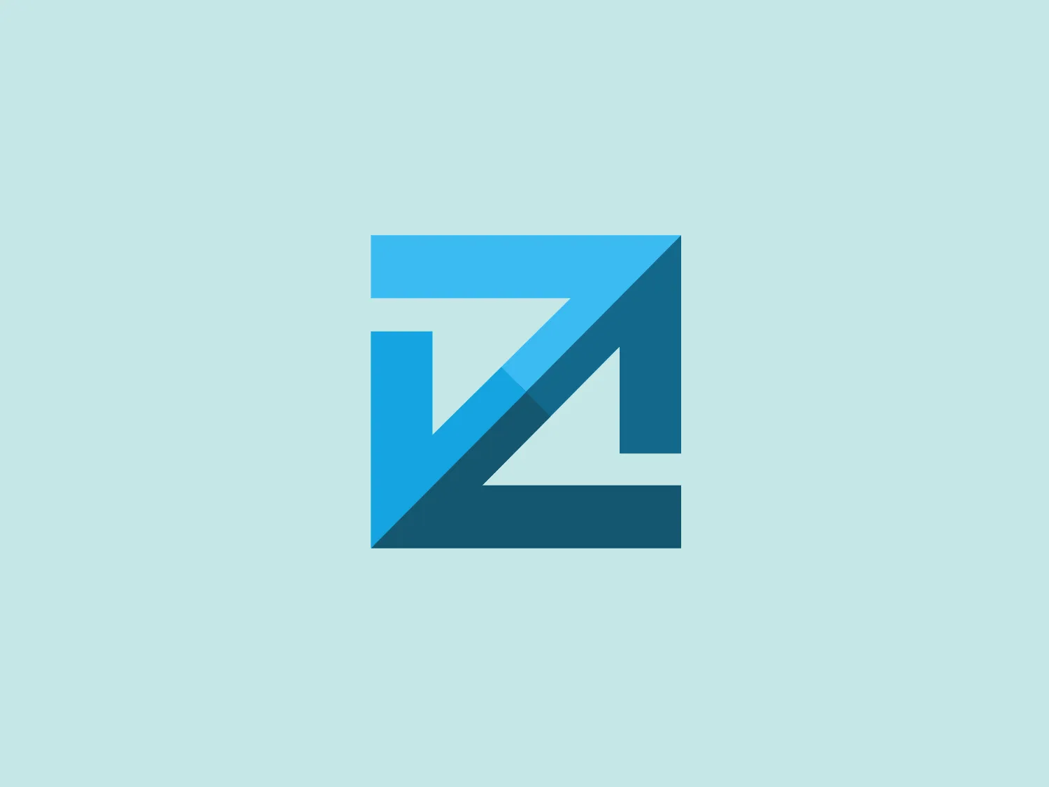 The Zync logo features a stylized capital letter "Z" with sharp angles and geometric neatness, created by overlapping a solid and a lighter shade of blue, creating a sense of depth. There is a contrasting cut through the middle that adds a modern twist on the classic letterform, giving it a dynamic and forward-moving look. The design feels clean, professional, and suitable for a tech or finance brand due to its sleek appearance.
