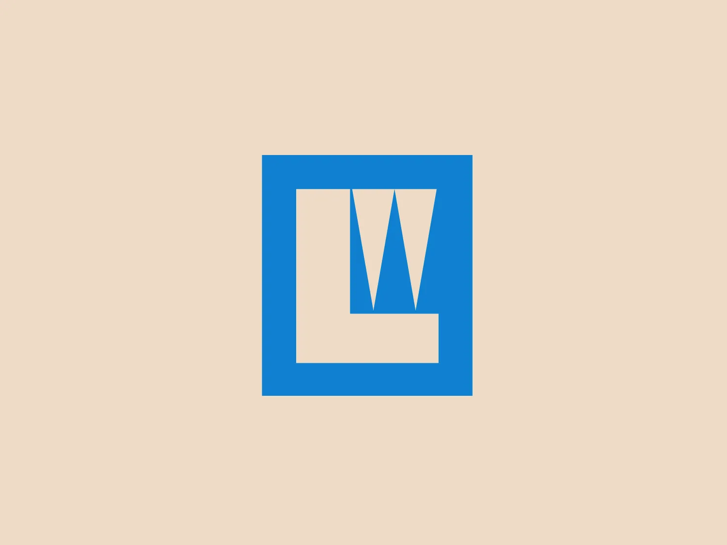 The logo in the image for Link Orthopaedics features a bold, white capital letter "W" centered within a blue square with slightly rounded corners. The "W" has pointed vertices at the top and a solid base that aligns with the bottom of the square. The blue is a strong, pure hue, suggesting reliability and professionalism. The overall design is minimalist and modern, with a clean, geometric aesthetic. There is a clear contrast between the white letter and the blue background that makes the logo stand out.