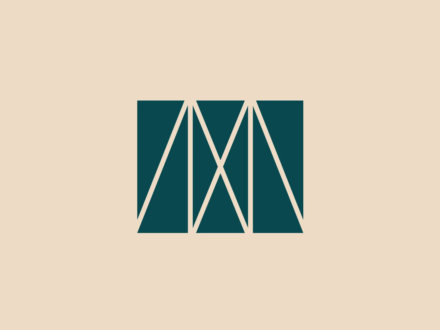 The Mercatus Center logo features a stylized, geometric design consisting of white line shapes that create a symmetrical pattern against a solid dark teal background. The central focal point resembles an abstracted letter 'M' enhanced by the use of negative space. The lines have sharp angles and converge towards the center, conveying a sense of precision and modernity. The overall aesthetic is minimalist and clean, with a professional and contemporary vibe.