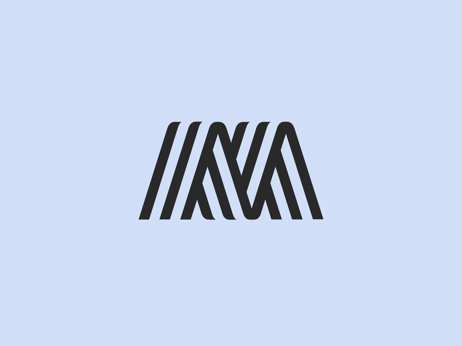 The Manor Racing logo features a series of bold, blue stripes arranged to form a stylized, abstract representation of the letter 'M.' The uniformly thick and evenly spaced stripes convey modernity and dynamic movement. The vibrant blue color stands out against a plain, white background, creating a clean and professional minimalist design.