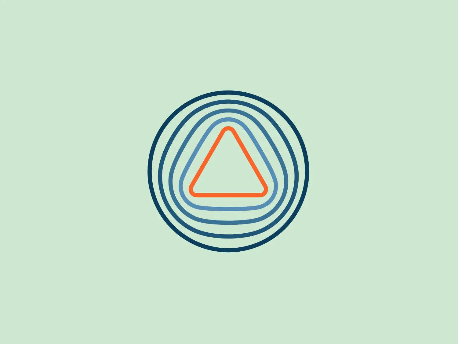 The Anchorage Digital logo showcases a concentric circle design in varying shades of blue, with a centered orange equilateral triangle. The use of minimalistic geometric shapes and a clean, modern feel suggests a professional and precise character. The color palette, featuring blue and an attention-grabbing orange, is fresh and engaging without being overwhelming.