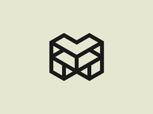 The logo in the image for Meconcept features a geometric and symmetrical design resembling a three-dimensional cube made up of interconnected black lines. The cube forms are stylized in a way that creates an optical illusion, suggesting both depth and an abstract letter 'M'. Its monochromatic color scheme adds to the logo's modern and sleek aesthetic, emphasizing its angular shapes and clean lines. The lack of additional embellishment highlights the logo's strength in simplicity and structure.