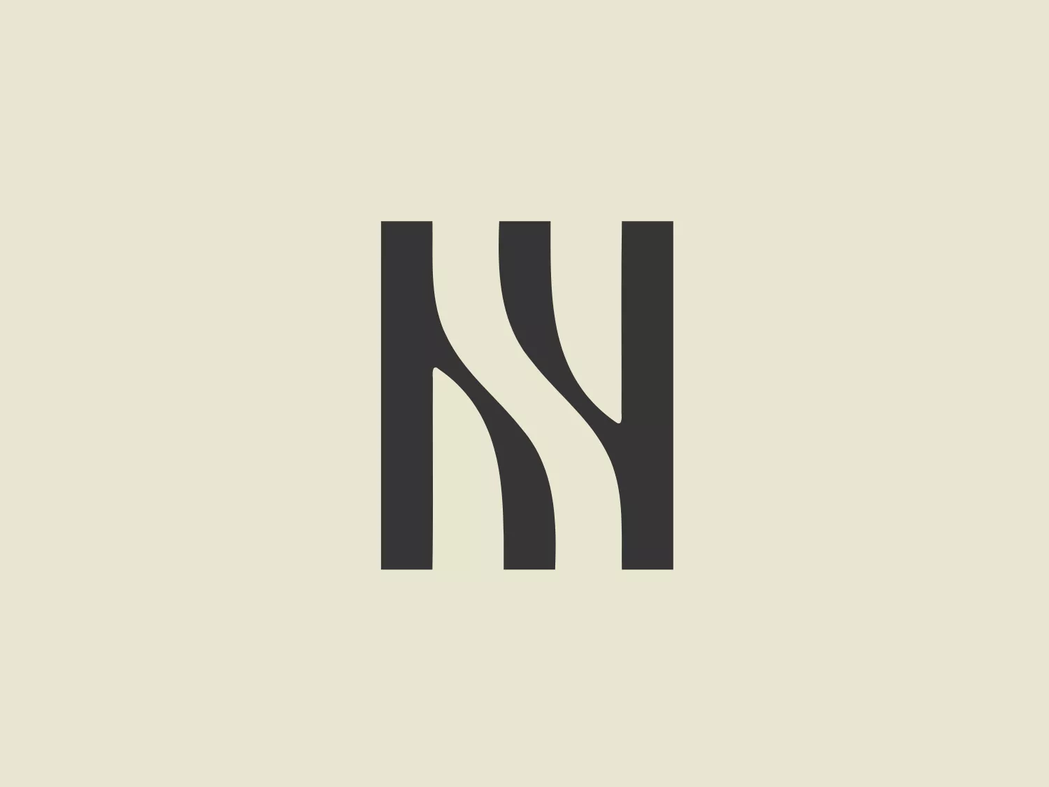 The image showcases a stylized "Hera" logo consisting of two vertical, slightly curved lines that are connected with a short horizontal line on the top, forming an abstract letter "H". The logo features clean lines and a modern, minimalist design. Its simplicity suggests a contemporary brand identity, focusing on elegance and sophistication. The color of the logo is a solid, dark grey or black giving it a strong visual presence. Considering the minimalism of the logo and its color, it would pair well with a light, unobtrusive background to maintain its modern aesthetic.