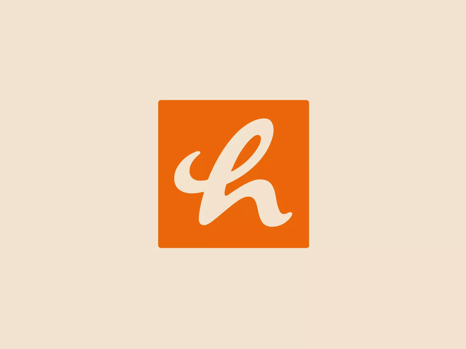 The image showcases an abstract, stylized logo consisting of a white, cursive, flowing letter 'L,' set against a vibrant orange square background. The letter exhibits a sense of fluidity and motion, with elegant curves that suggest a dynamic and modern aesthetic. The vanHaren logo balances simplicity with a distinct character, making it easily recognizable and potentially adaptable to various branding contexts. Considering the logo's vivacious orange hue, a complementary background that would provide a subtle contrast, while maintaining a harmonious palette, is a light, warm-toned shade.