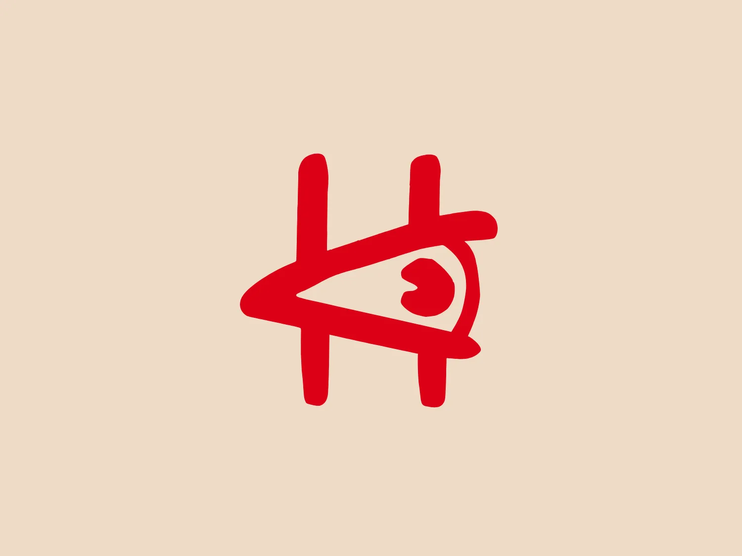 The Humanise logo is a stylized, abstract design featuring bold red linework. The interconnected shapes suggest fluid motion, resembling a figure in action. The spontaneous and modern lines incorporate an element resembling an eye, perhaps indicating vision or focus. The vivid and energetic red color adds impact, resulting in a contemporary aesthetic with a focus on movement and vitality. Consider a subdued background color to complement the vibrancy of the red.