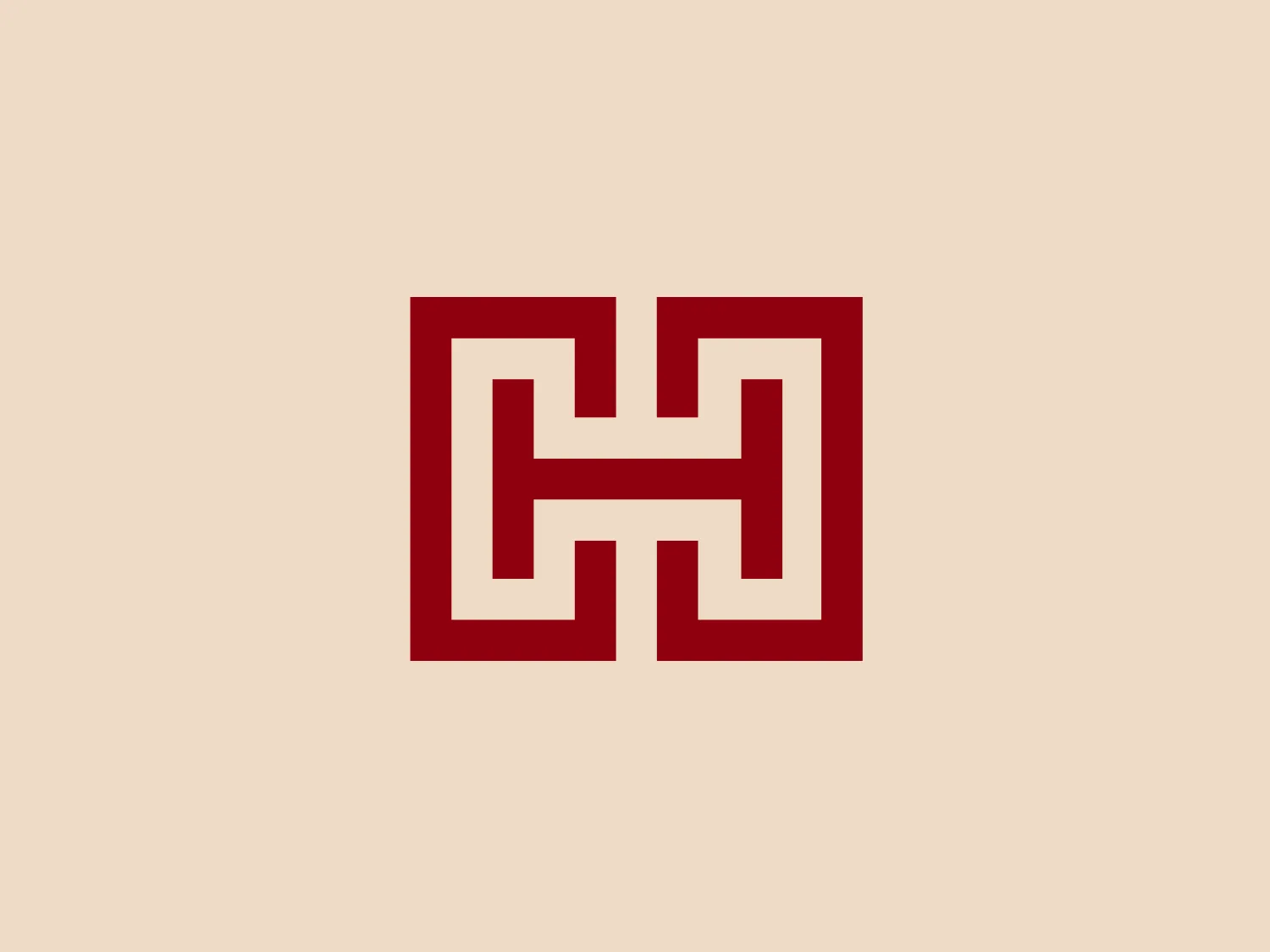 The Hibbing Community College emblem features a bold, geometric design representing interconnected "H" letters. The symmetric pattern consists of vibrant red, exuding energy and modernity. Its maze-like composition makes it versatile across different industries.