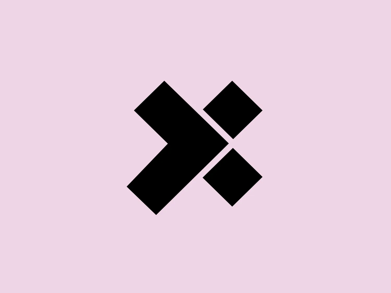 The image depicts a bold, geometric logo consisting of thick, black shapes forming a stylized letter "X" for the X-Team business. The central part of the "X" is the largest shape, with two diagonally opposed corners extended to create a dynamic feeling of movement or rotation. The other two arms of the "X" are truncated, reinforcing the logo's modern and abstract nature. The contrast between the black shapes and the white background accentuates its minimalist design aesthetic. Given the strong contrast in the logo, a lighter background would preserve its striking visual impact.