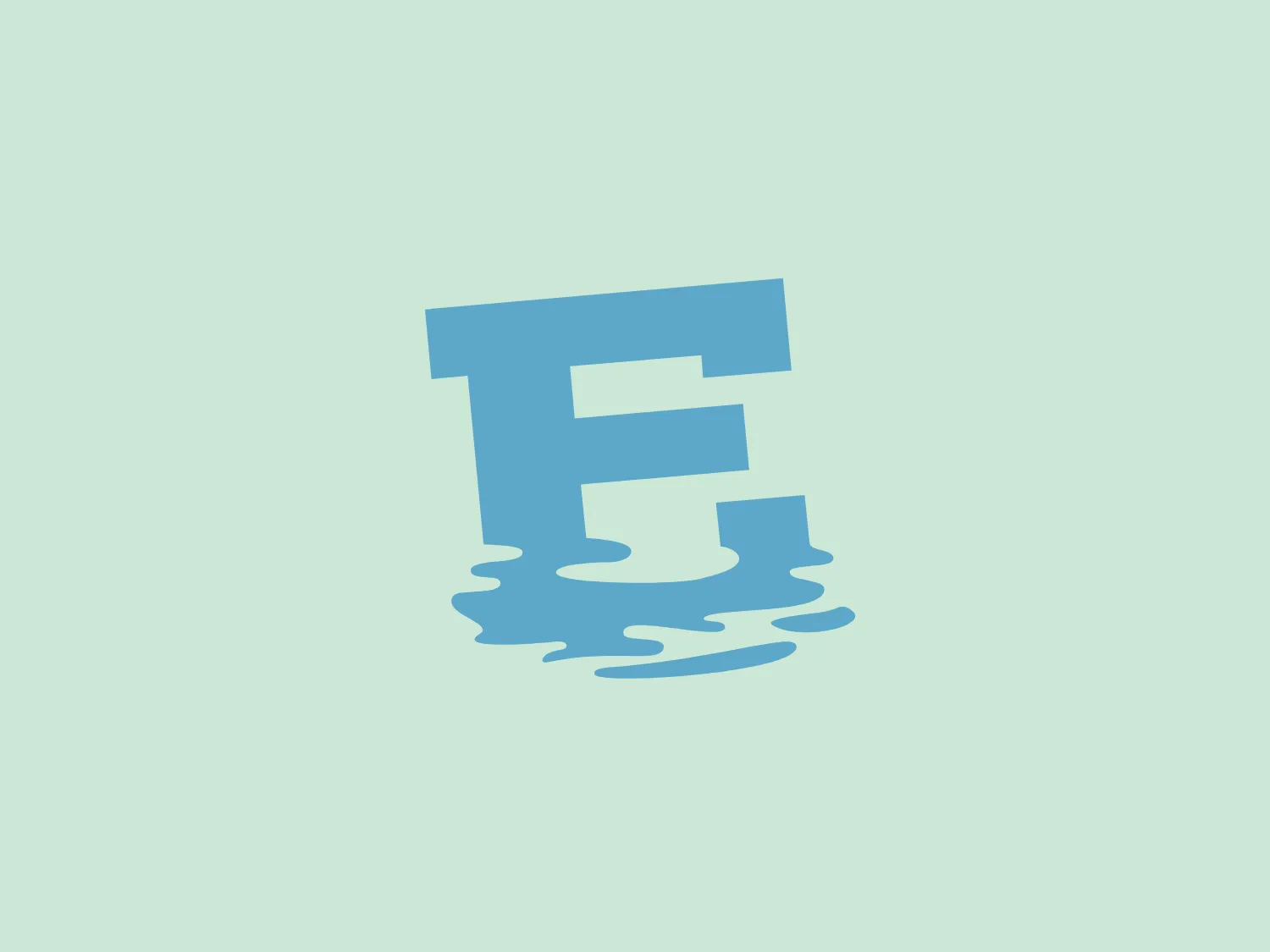 This logo features a stylized letter "E" in a refreshing shade of light blue, giving it a cool and modern vibe. The design includes a creative element where the bottom of the "E" extends fluidly, resembling a reflection or a ripple in water, which adds a dynamic and fluid characteristic to the overall aesthetic. The simple yet striking color paired with the fluid design feature ties together to form a contemporary and minimalistic logo that is likely associated with themes of water, freshness, or clarity.