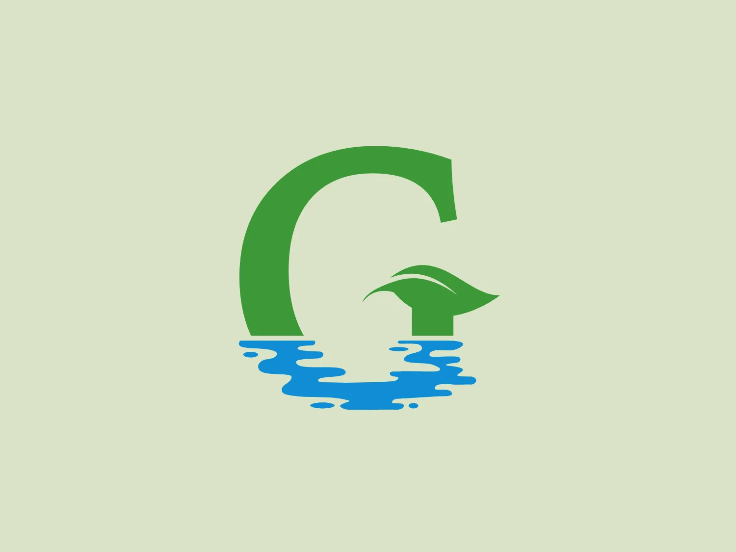 The logo for the City of Groveland features a stylized letter "G" in a vibrant green shade, with its lower half merging into wavy blue lines suggesting water or waves. Inside the upper loop of the "G," there is a green leaf-like shape bringing a natural element to the design. The overall aesthetic is clean, modern, and symbolic, indicating a focus on eco-friendliness and environmental themes, underscored by the green and blue colors emphasizing nature, health, and vitality.