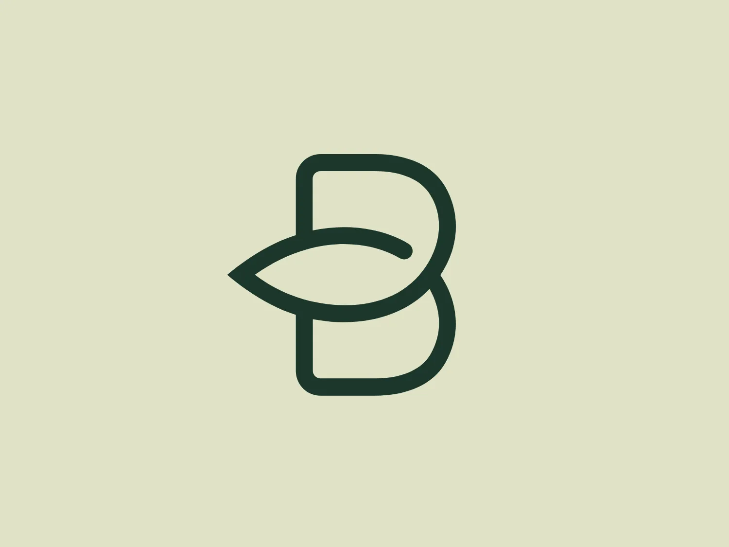 The logo for Boompje voor Boja showcases a contemporary and minimalist design, featuring a sleek, dark green stylized letter "B" with a leaf-like protrusion. The simple and professional monochromatic scheme enhances its clean look, while the abstract shape suggests a connection to nature or sustainability.