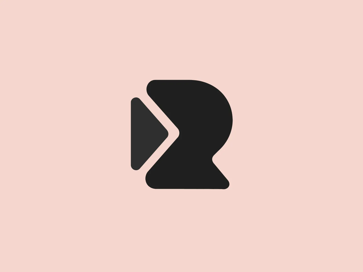 The Rollr logo presents a bold, modern design composed of abstract shapes that create a stylized letter "R." The main color is a vibrant red, which is both eye-catching and energetic, suggesting a brand identity that's dynamic and perhaps innovative. The form is smooth with no harsh edges, and the negative space cleverly cuts through the figure to complete the perception of the letter. This design is simple yet effective, leaning towards a minimalist aesthetic while remaining distinctive.